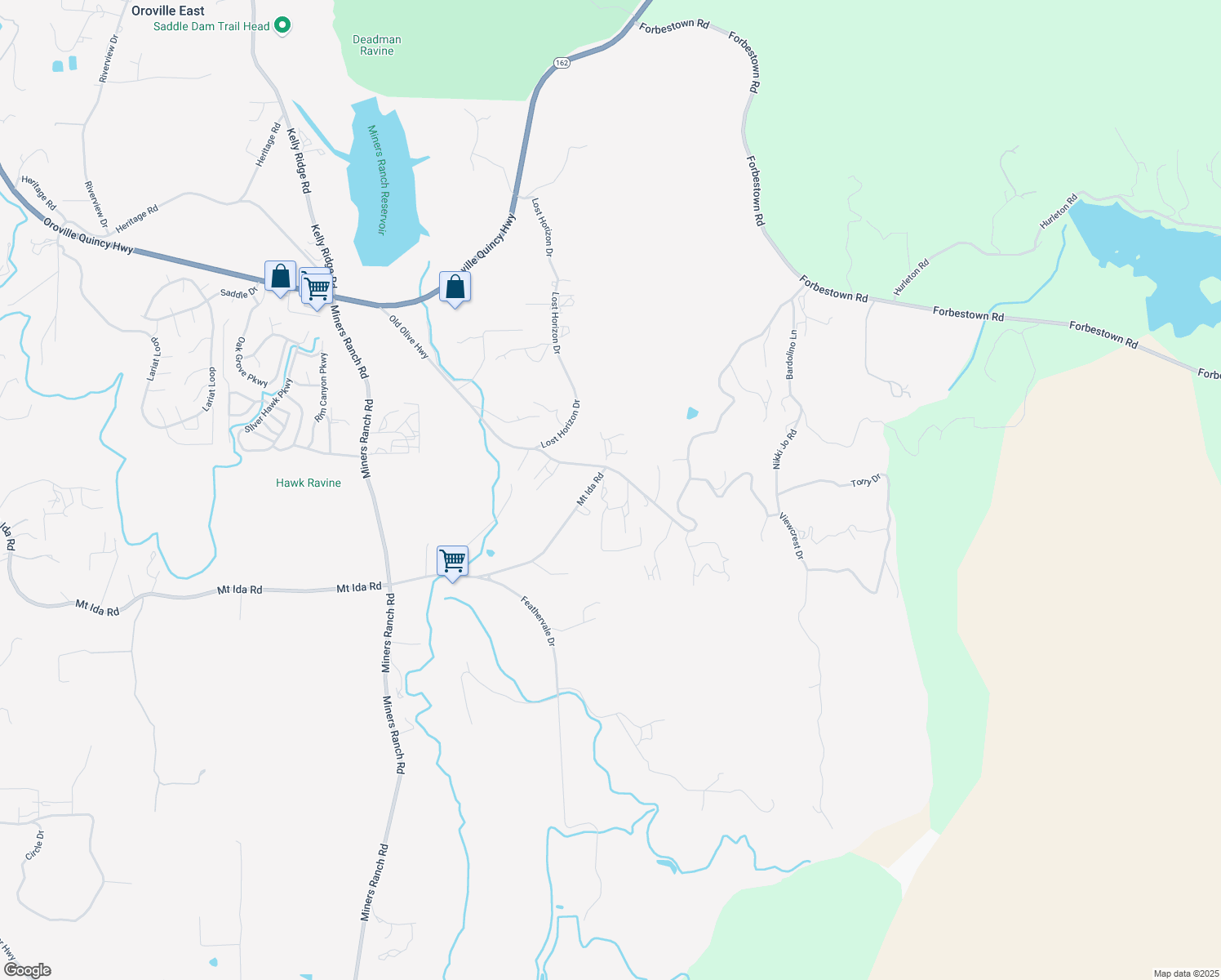 map of restaurants, bars, coffee shops, grocery stores, and more near Old Olive Highway in Oroville East