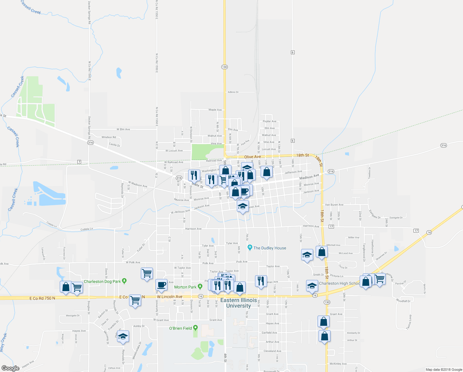 map of restaurants, bars, coffee shops, grocery stores, and more near in Charleston