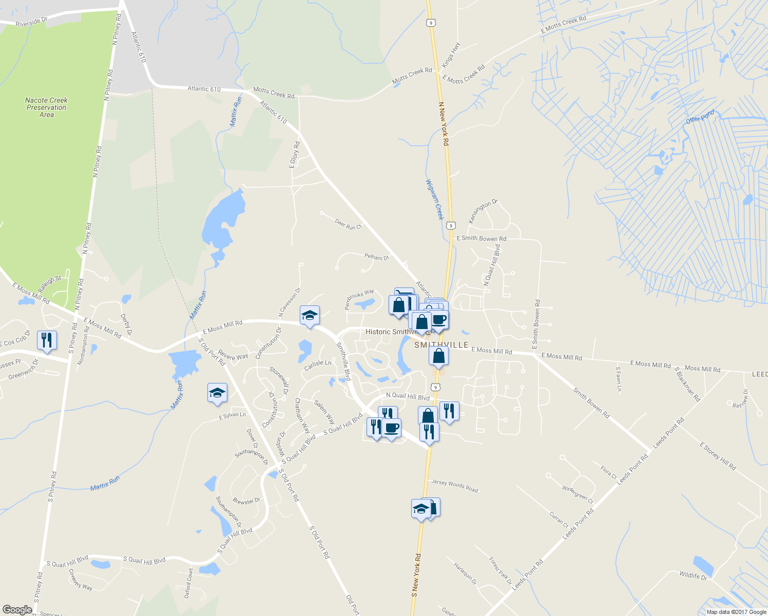 map of restaurants, bars, coffee shops, grocery stores, and more near 26 Pembrooke Way in Galloway