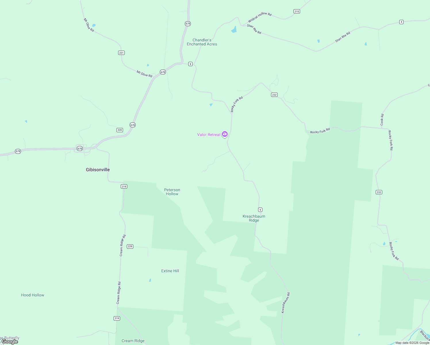 map of restaurants, bars, coffee shops, grocery stores, and more near 16261 Kreashbaum Road in Rockbridge
