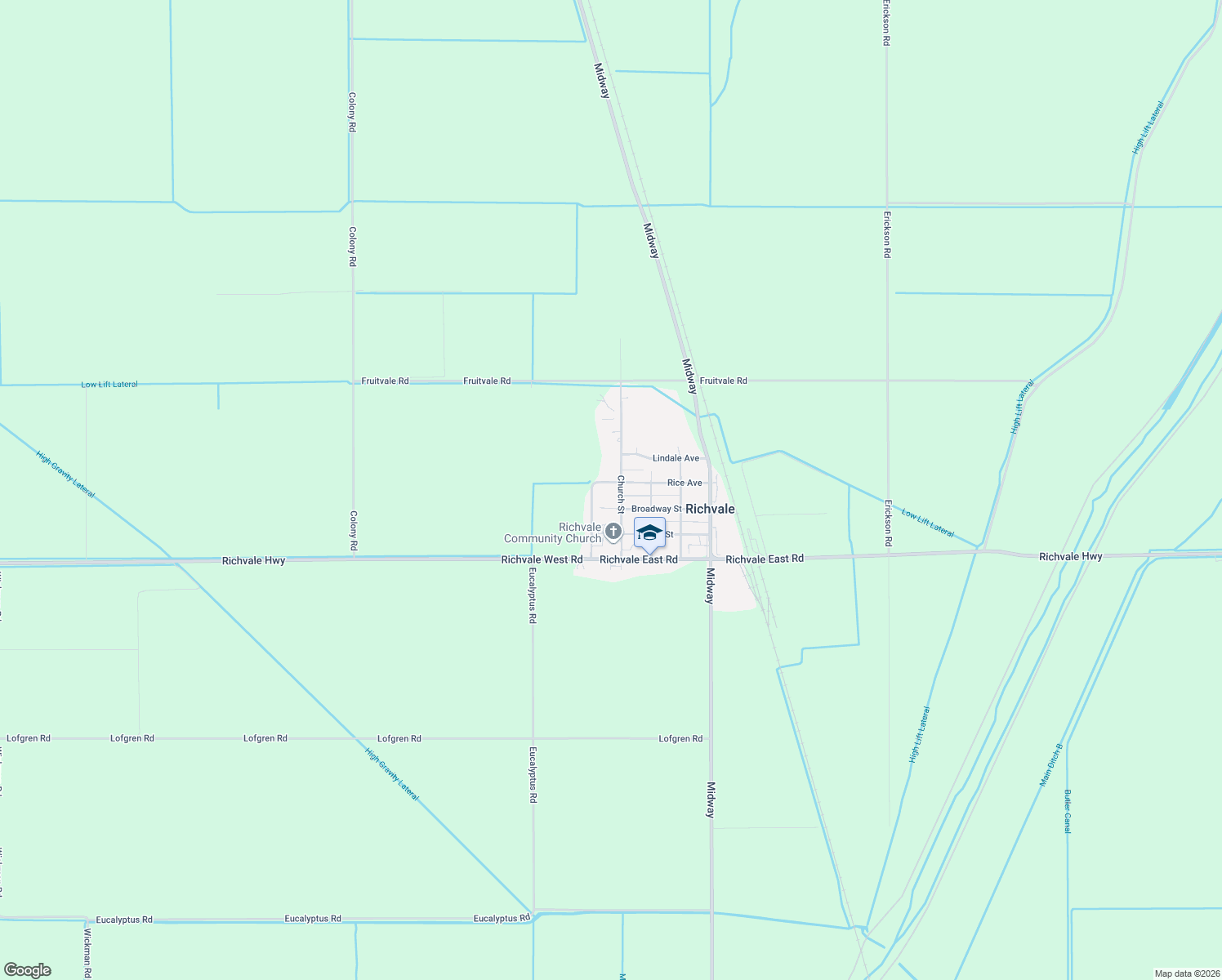 map of restaurants, bars, coffee shops, grocery stores, and more near 1283 Rice Avenue in Richvale