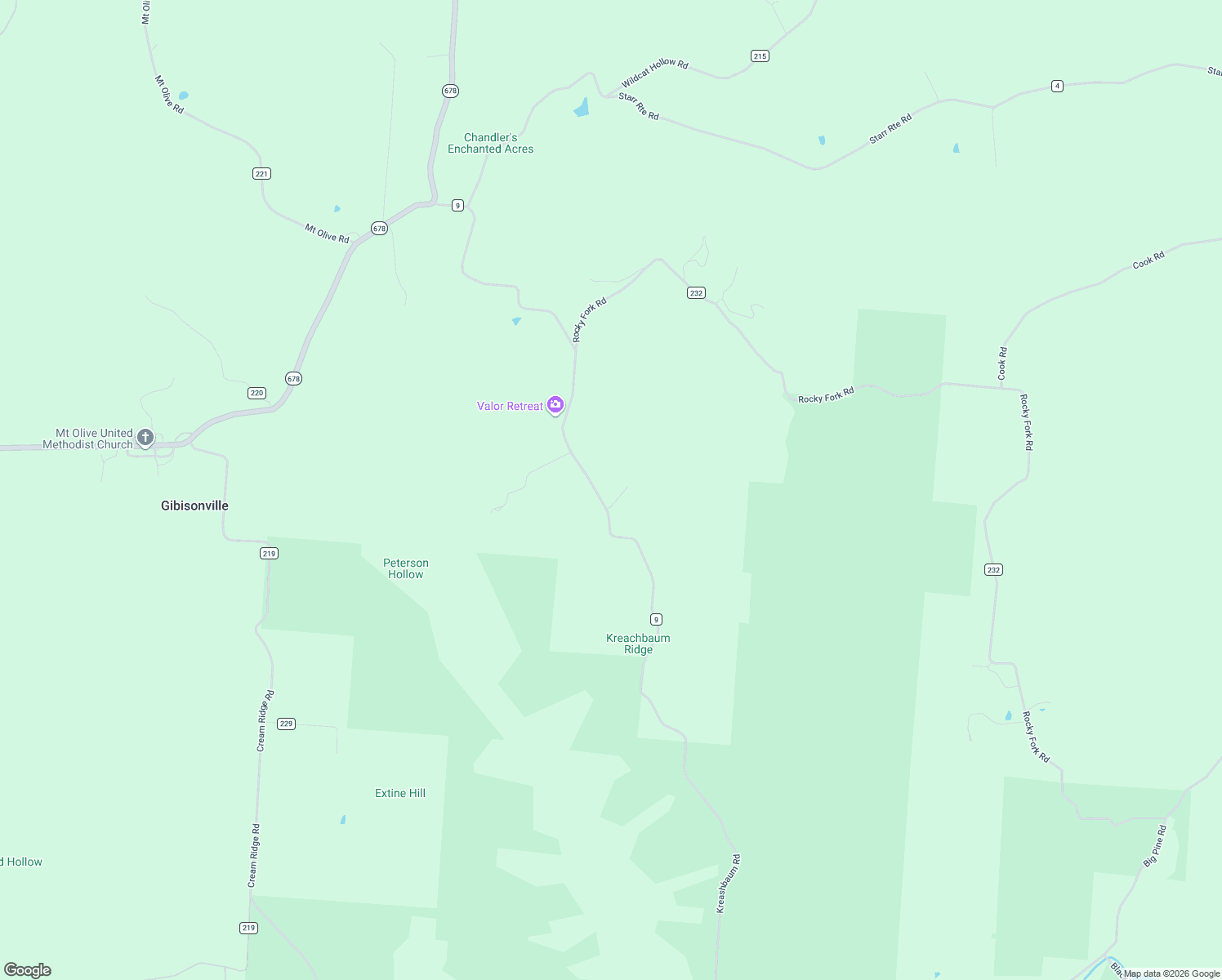 map of restaurants, bars, coffee shops, grocery stores, and more near 16332 Kreashbaum Road in Rockbridge