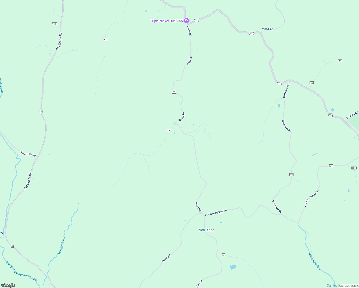 map of restaurants, bars, coffee shops, grocery stores, and more near 6977 Wood Road in Chesterhill