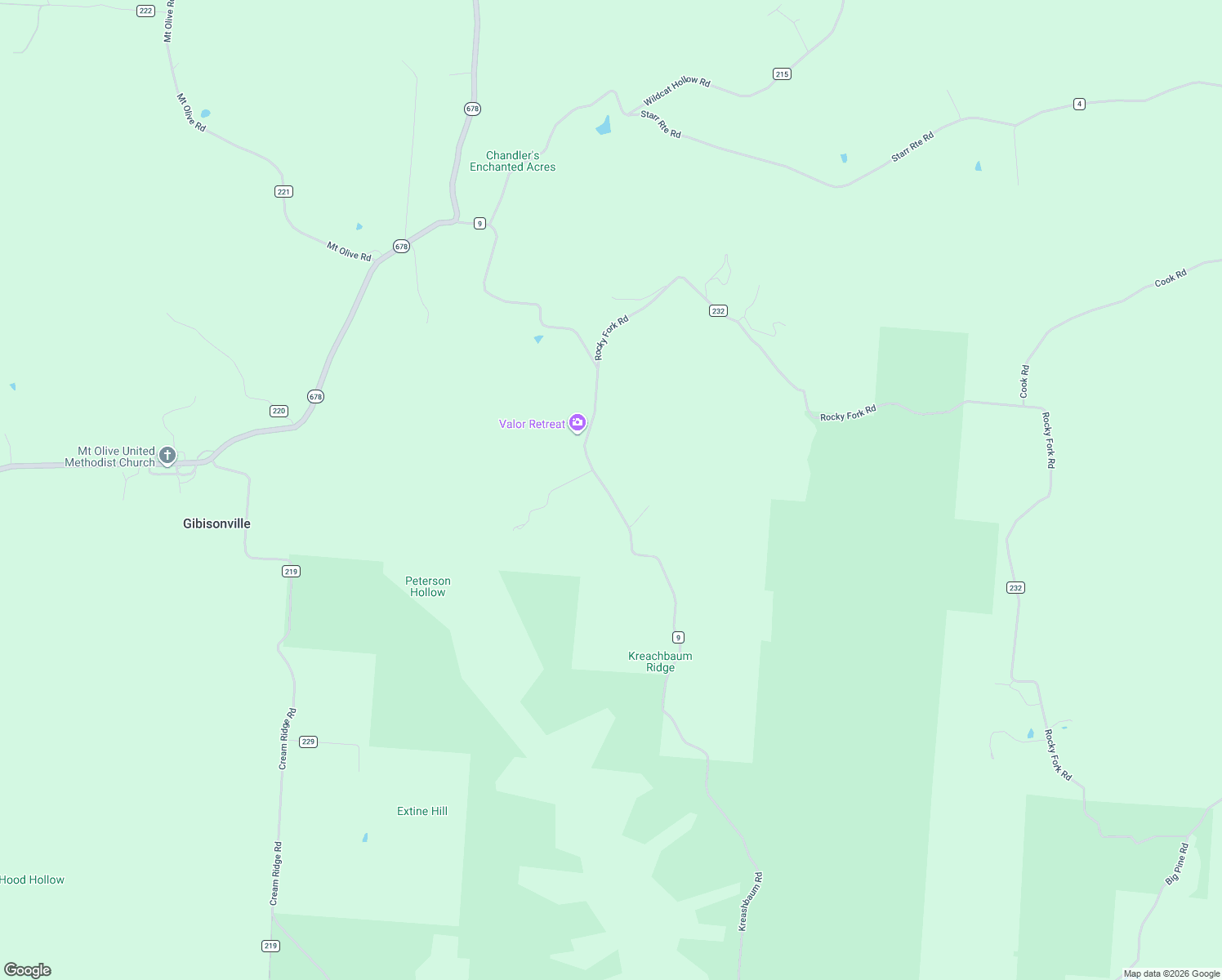 map of restaurants, bars, coffee shops, grocery stores, and more near 16332 Kreashbaum Road in Rockbridge