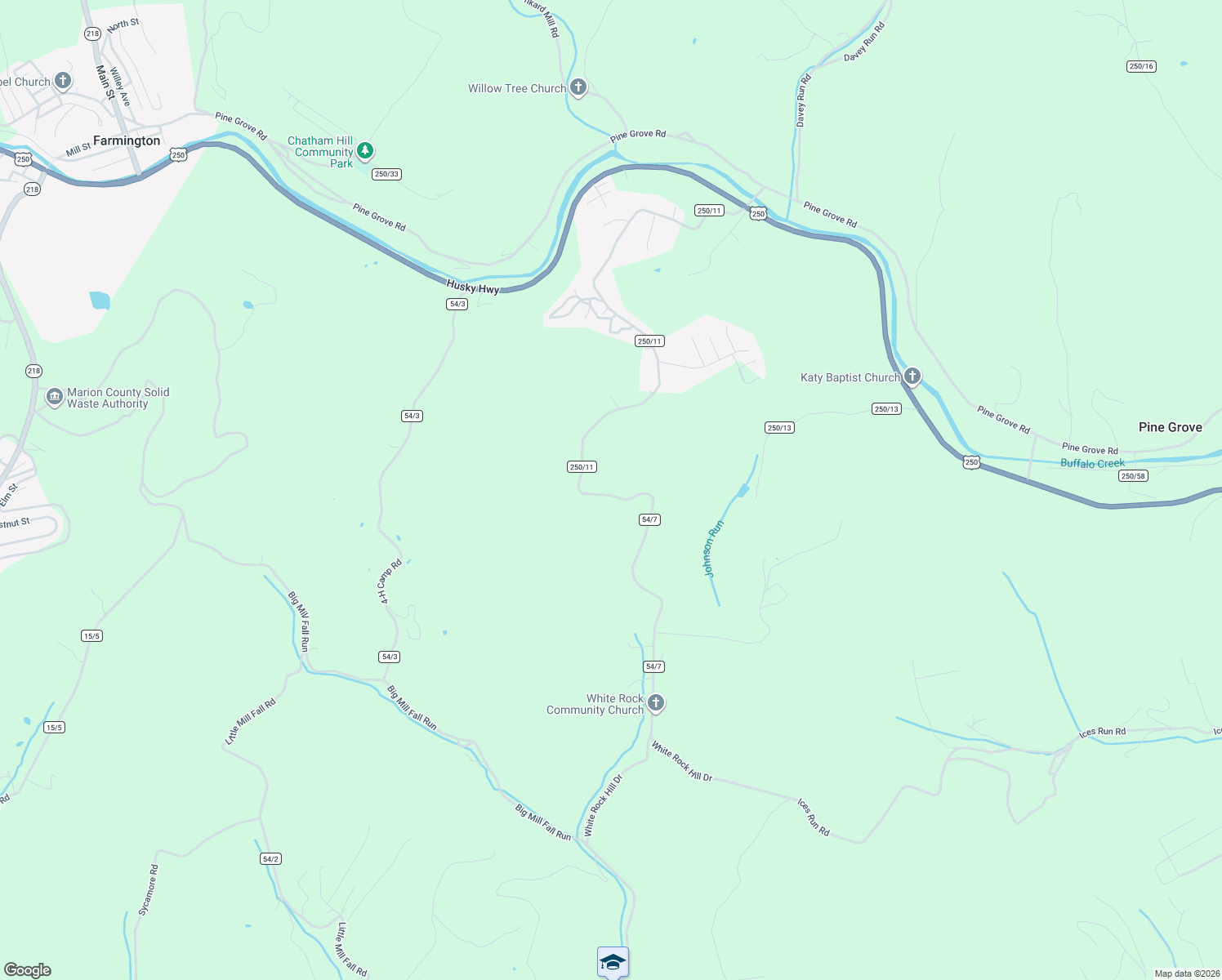 map of restaurants, bars, coffee shops, grocery stores, and more near 621 Katy Road in Fairmont