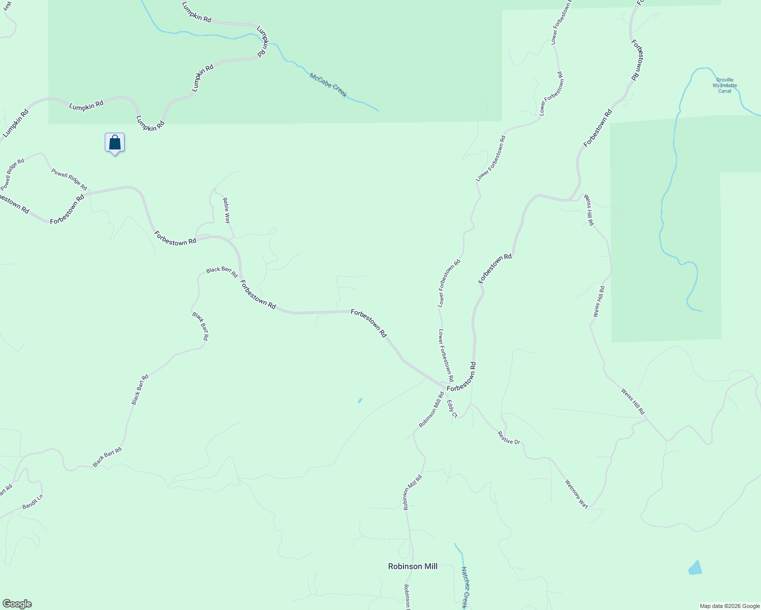 map of restaurants, bars, coffee shops, grocery stores, and more near 3353 Forbestown Road in Oroville