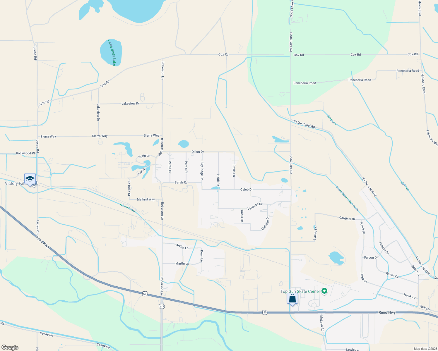 map of restaurants, bars, coffee shops, grocery stores, and more near 1820 Heidi Road in Fallon