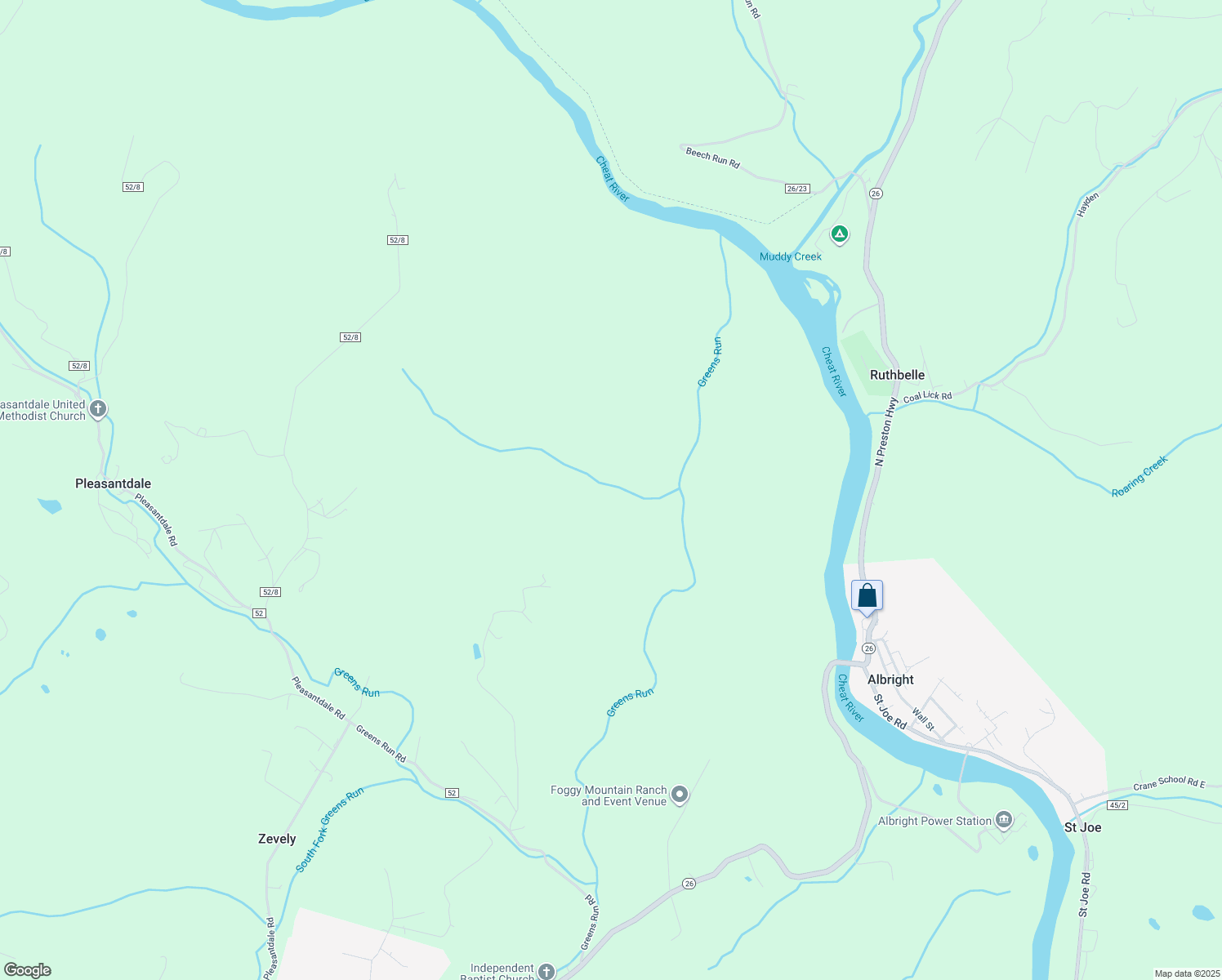 map of restaurants, bars, coffee shops, grocery stores, and more near in Albright