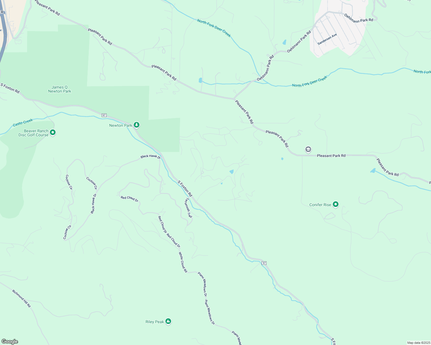 map of restaurants, bars, coffee shops, grocery stores, and more near 23952 Black Bear Trail in Conifer