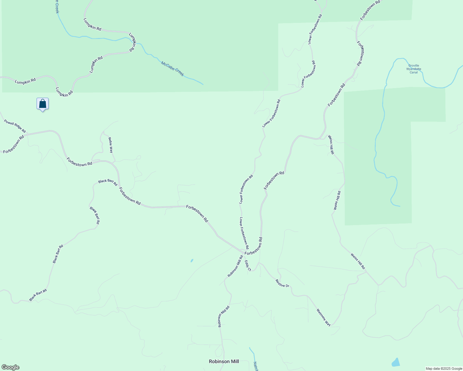 map of restaurants, bars, coffee shops, grocery stores, and more near 191 Lower Forbestown Road in Oroville