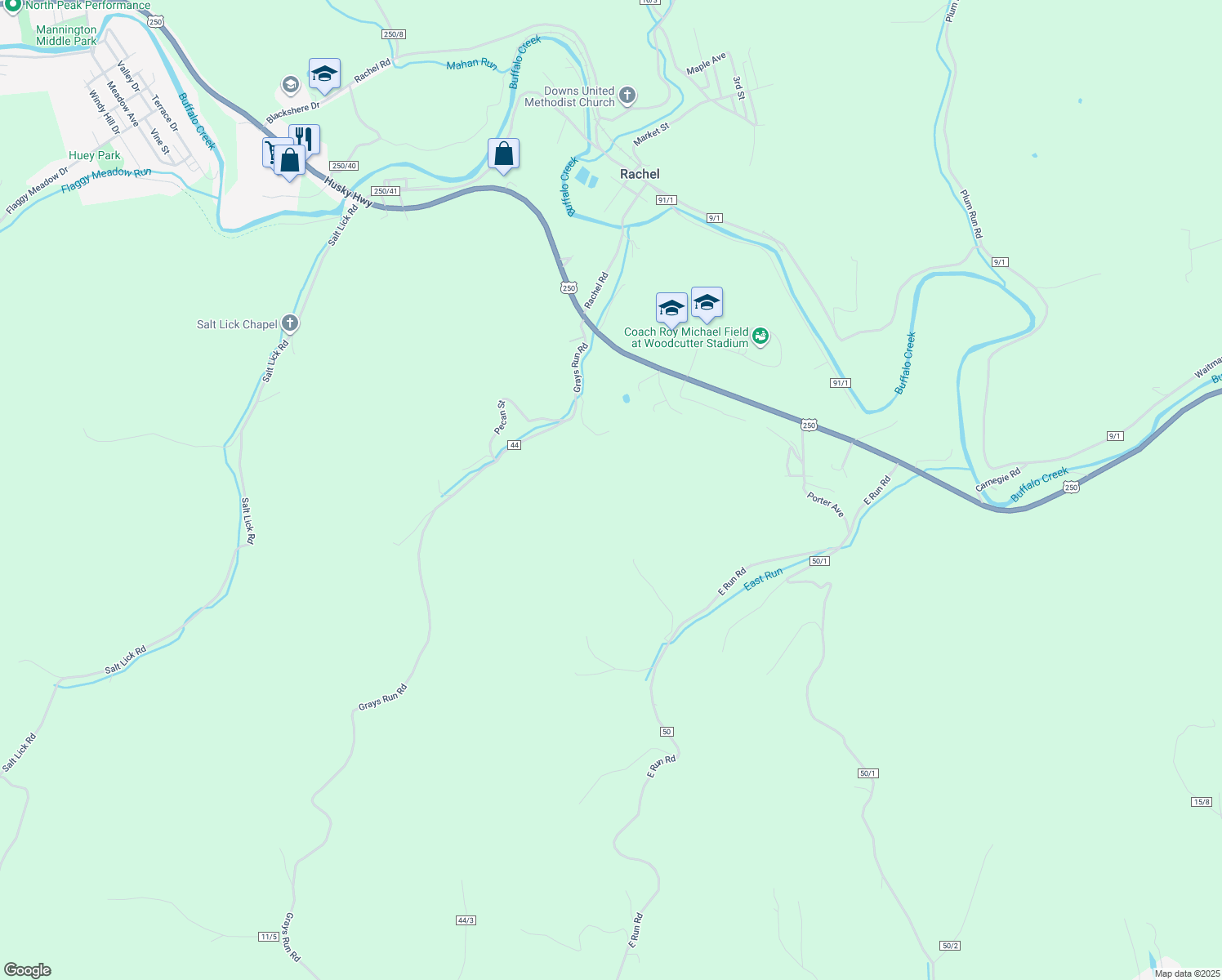 map of restaurants, bars, coffee shops, grocery stores, and more near East Run in Farmington
