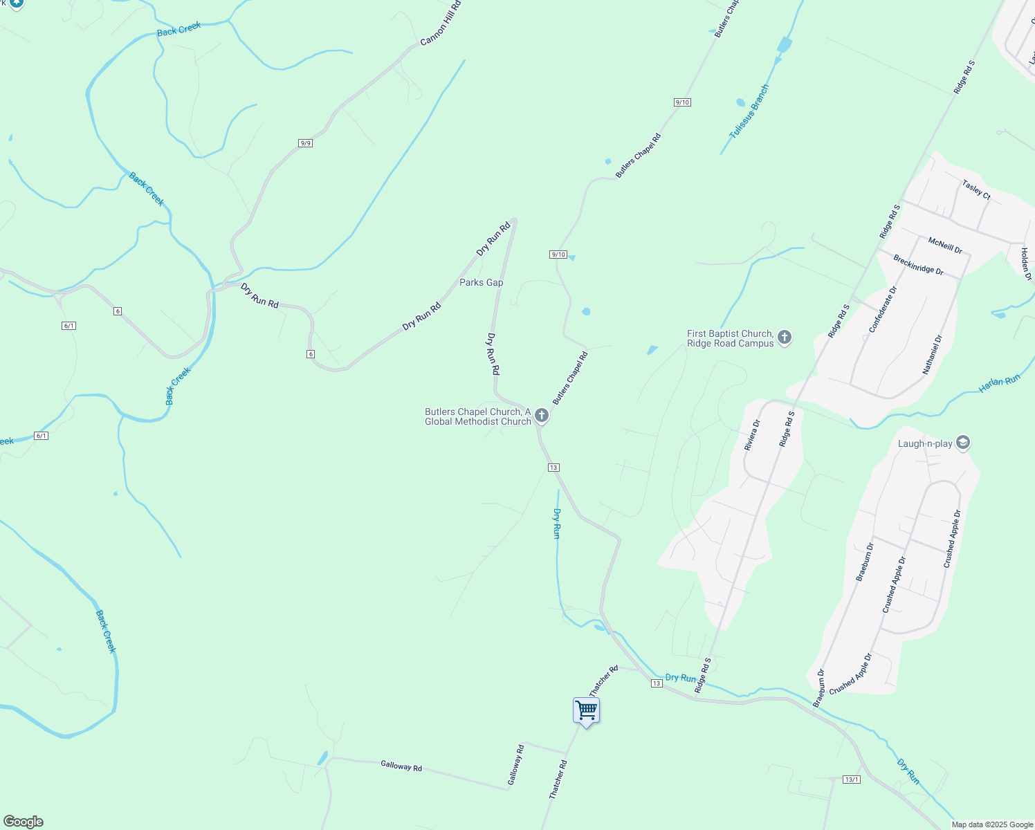 map of restaurants, bars, coffee shops, grocery stores, and more near 3069 Parks Gap Road in Martinsburg