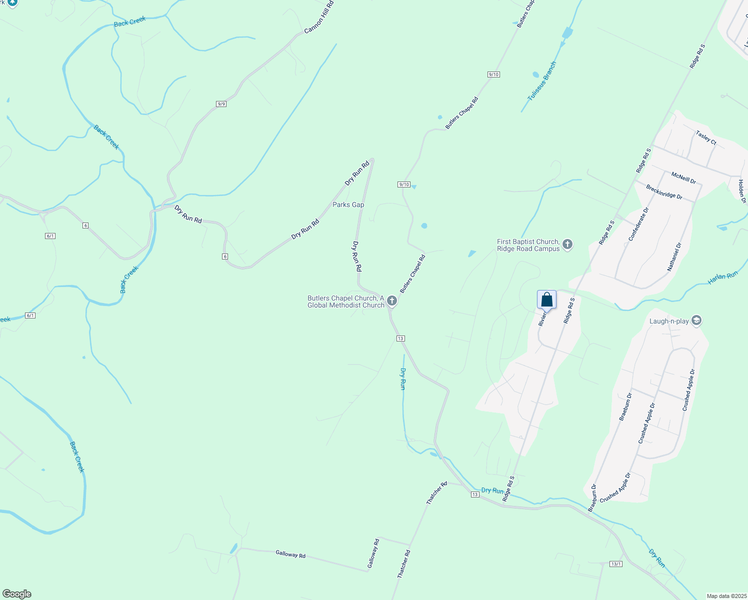 map of restaurants, bars, coffee shops, grocery stores, and more near 3069 Parks Gap Road in Martinsburg