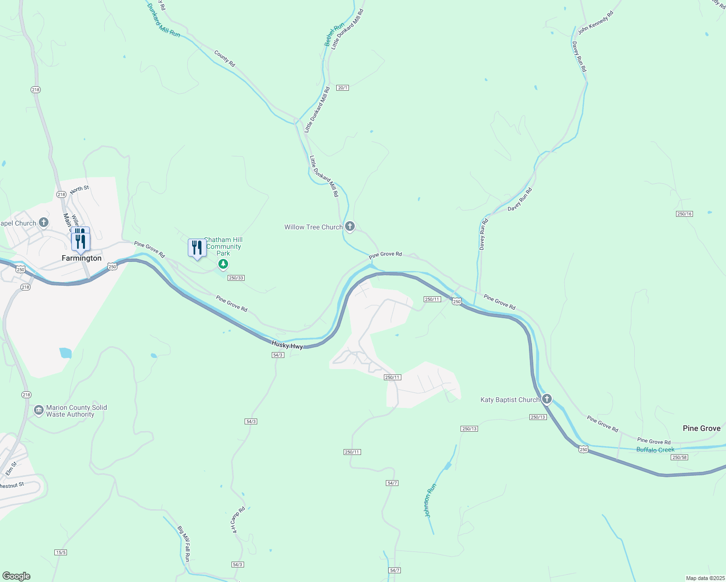 map of restaurants, bars, coffee shops, grocery stores, and more near 2nd Street in Fairmont