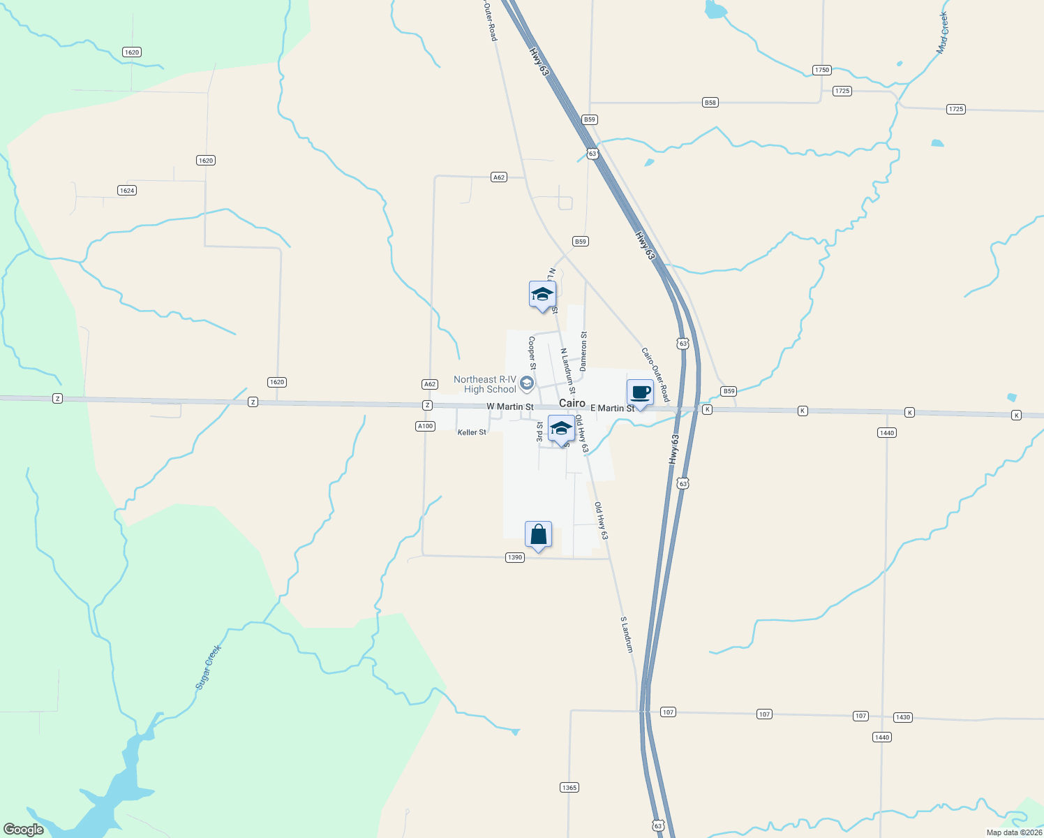 map of restaurants, bars, coffee shops, grocery stores, and more near 3rd Street in Cairo