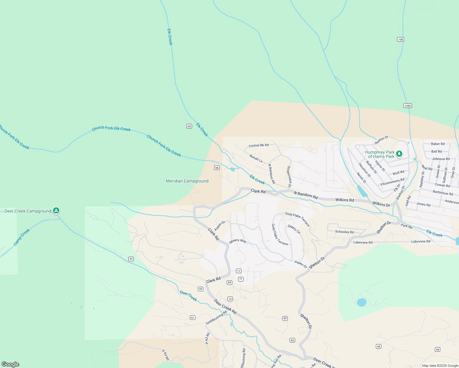 map of restaurants, bars, coffee shops, grocery stores, and more near 137 Prospectors Way in Bailey