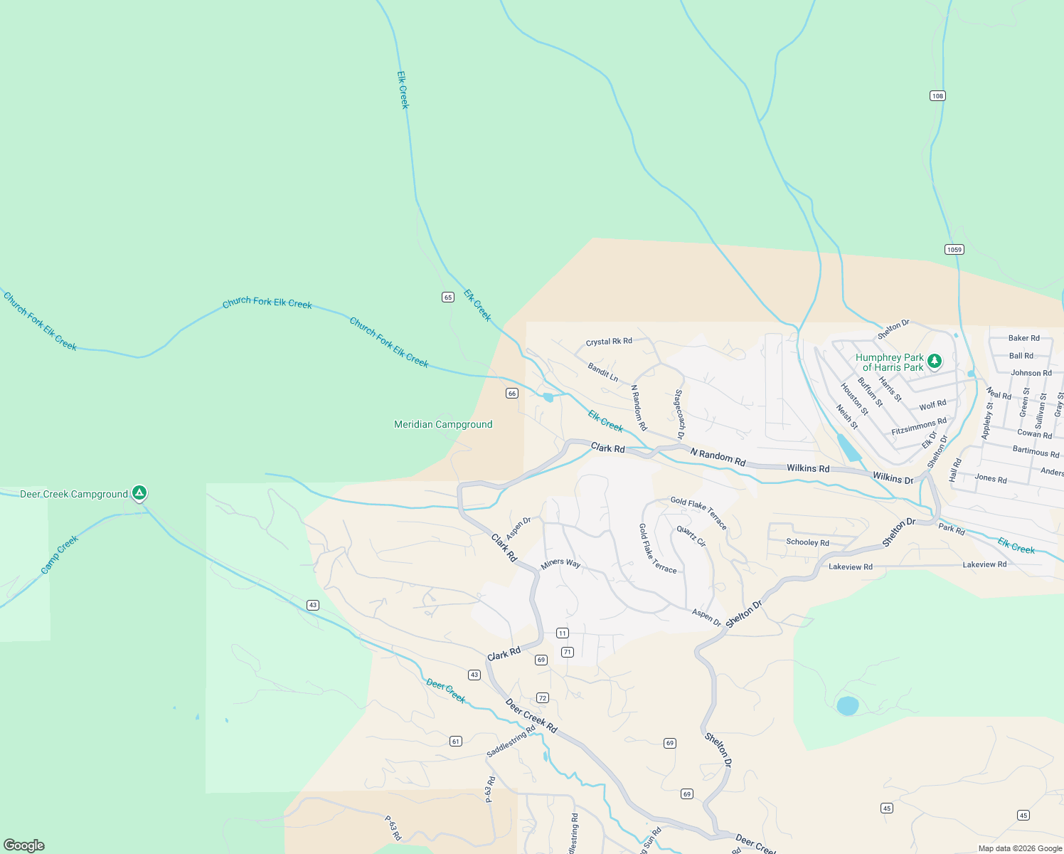 map of restaurants, bars, coffee shops, grocery stores, and more near 137 Prospectors Way in Bailey