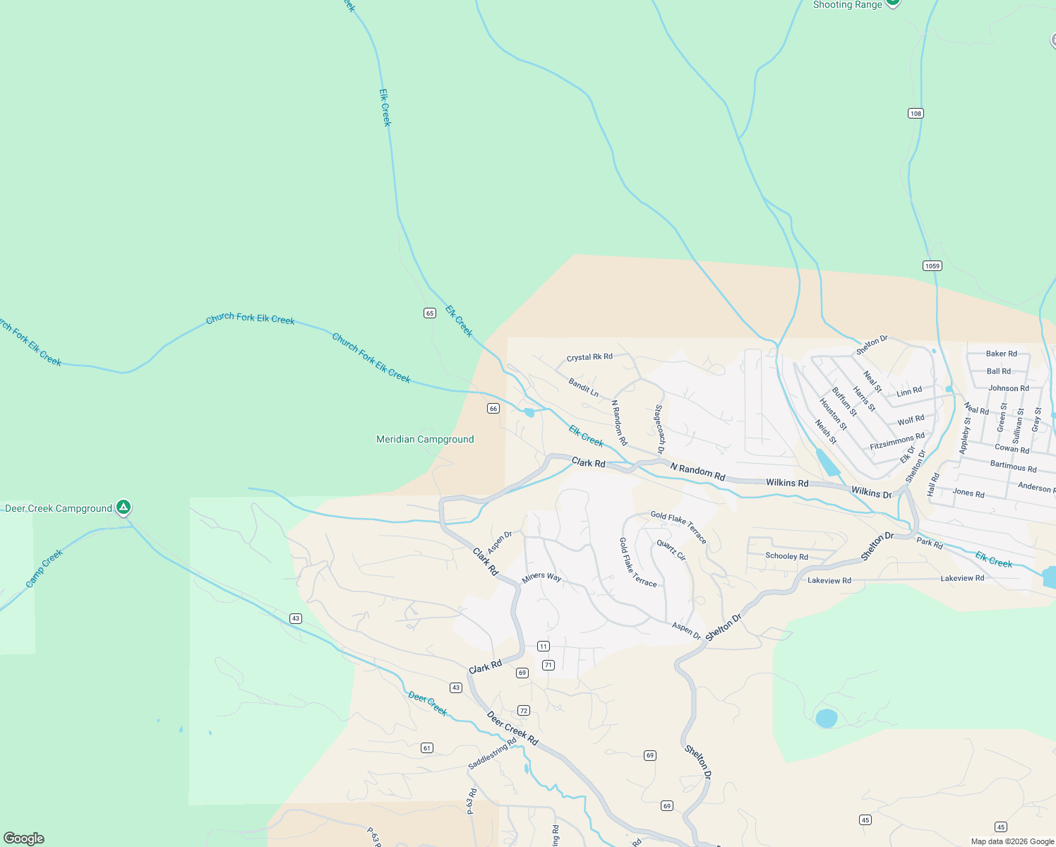 map of restaurants, bars, coffee shops, grocery stores, and more near 124 Prospectors Way in Bailey