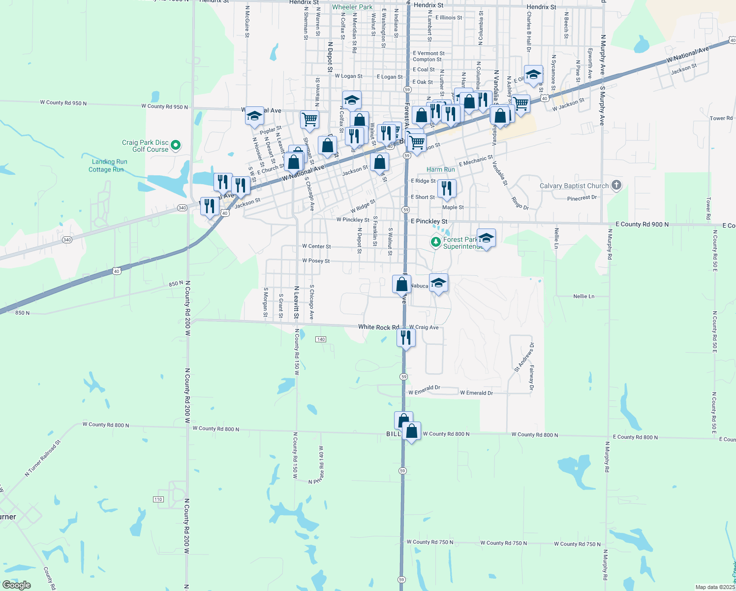 map of restaurants, bars, coffee shops, grocery stores, and more near 1199 Southgate Boulevard in Brazil