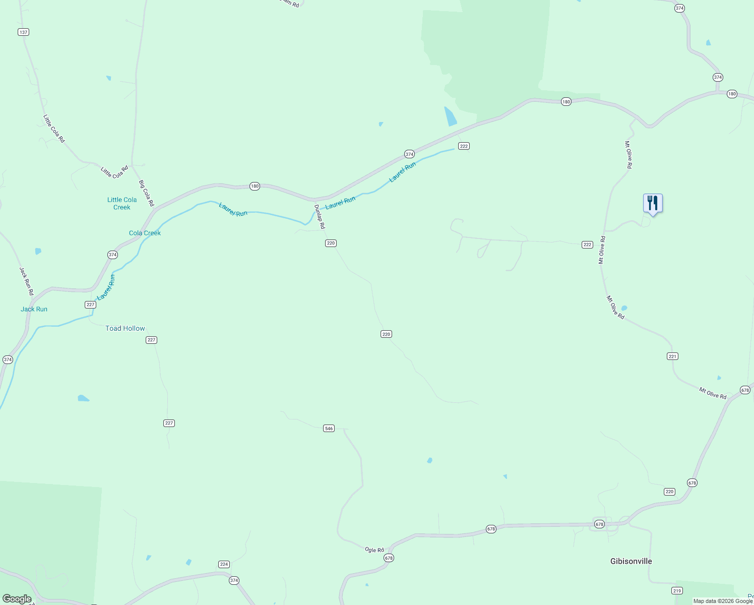 map of restaurants, bars, coffee shops, grocery stores, and more near 23840 Dunlap Road in Rockbridge