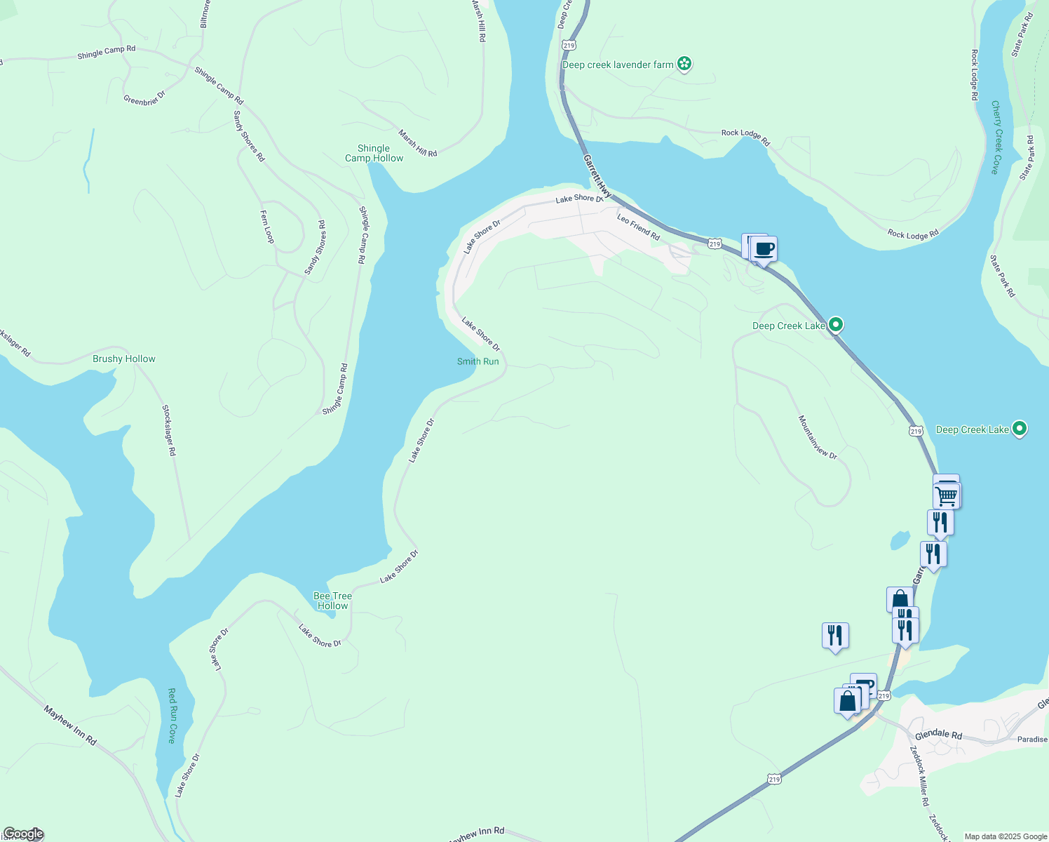 map of restaurants, bars, coffee shops, grocery stores, and more near 34 Lehman Lane in Oakland