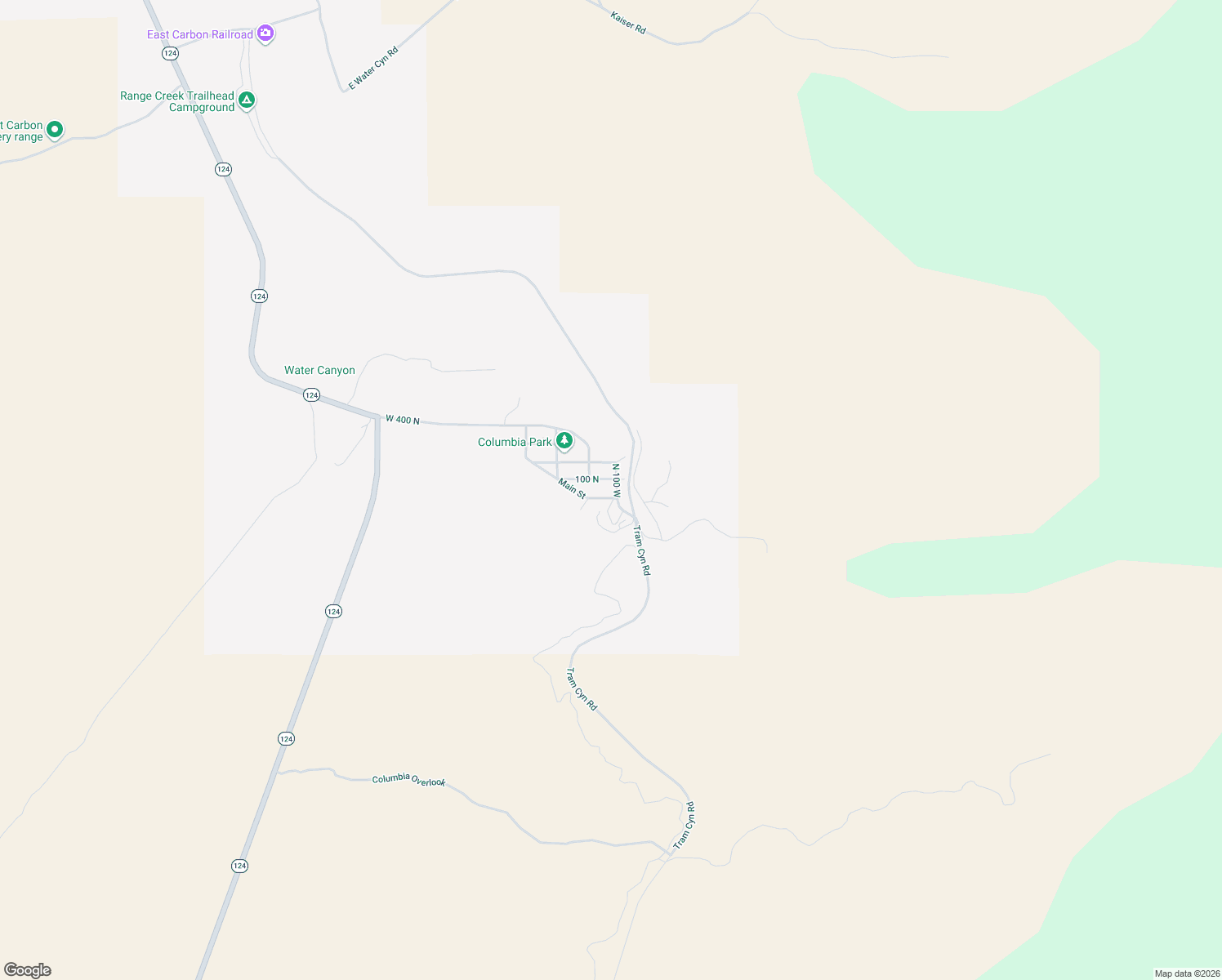 map of restaurants, bars, coffee shops, grocery stores, and more near 43 North 100 West in East Carbon