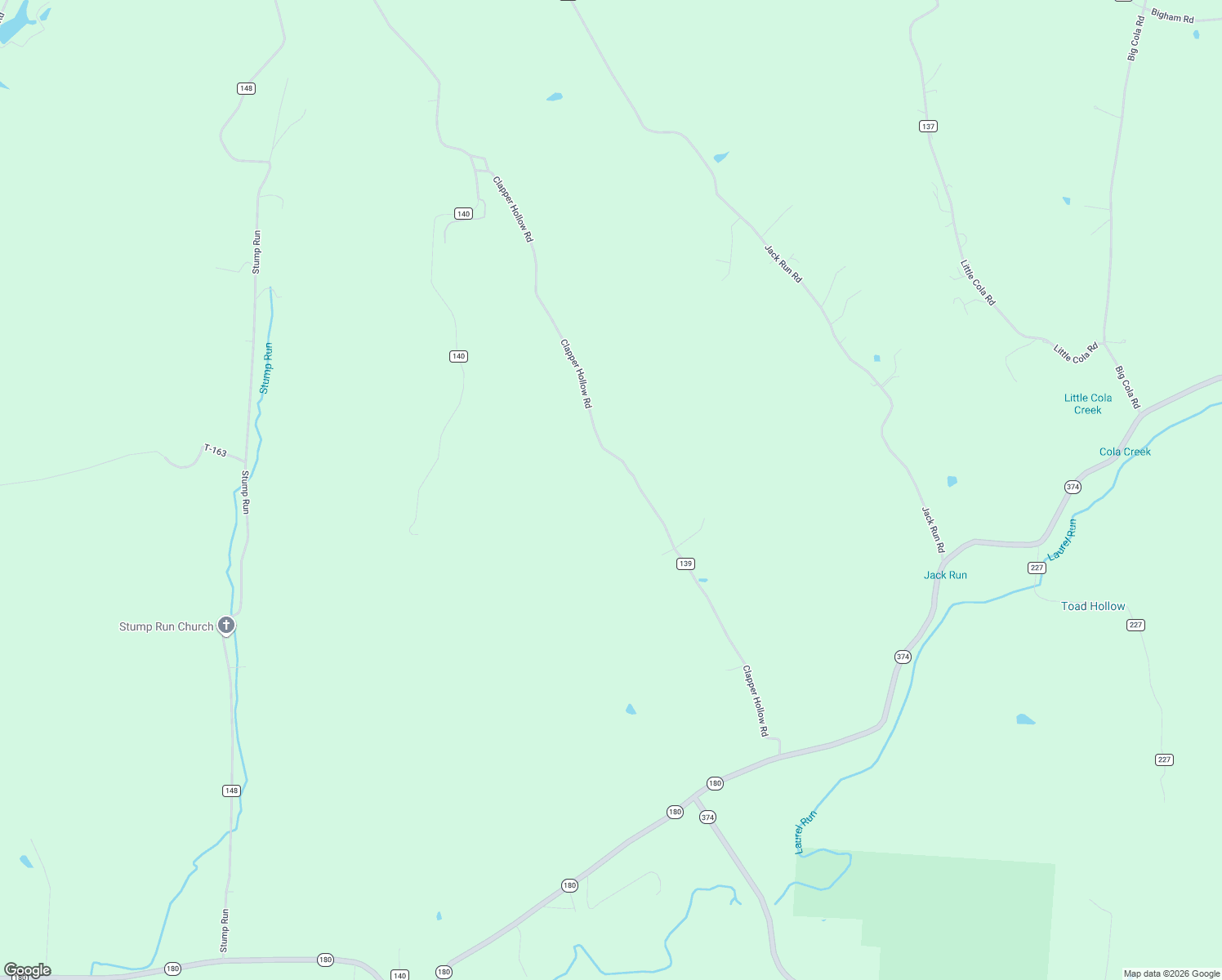 map of restaurants, bars, coffee shops, grocery stores, and more near 15399 Clapper Hollow Road in Laurelville