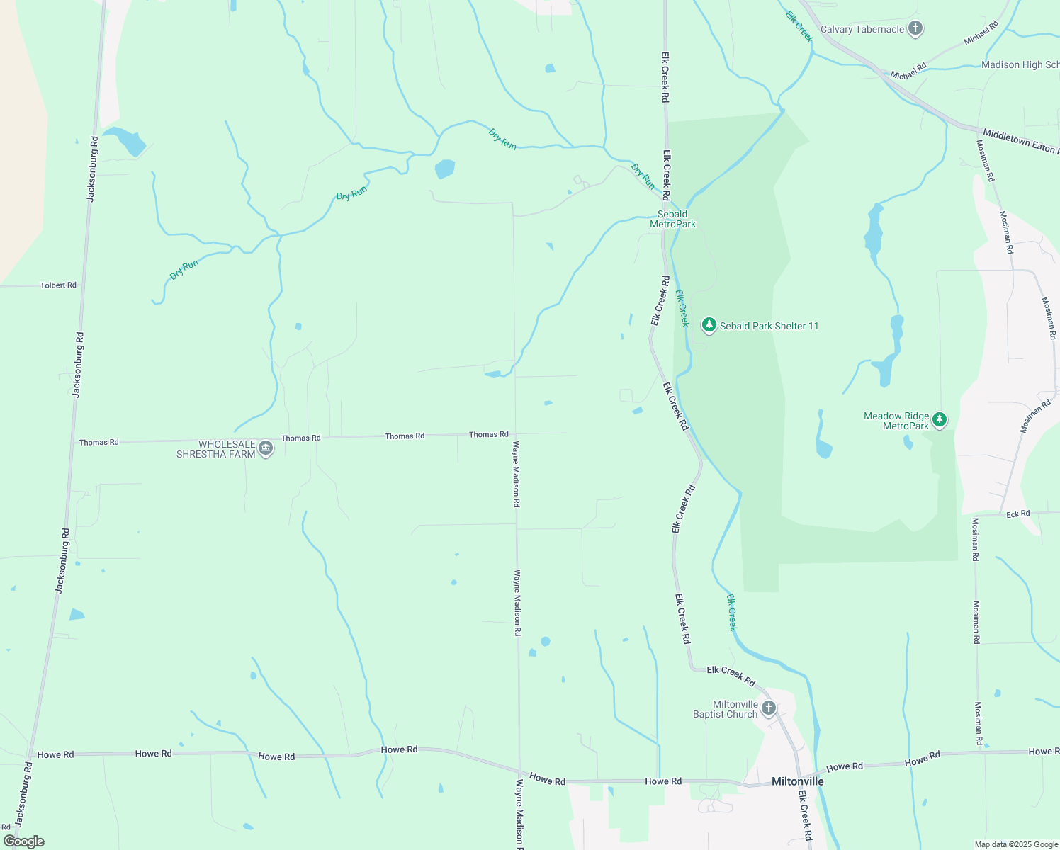 map of restaurants, bars, coffee shops, grocery stores, and more near 5112 Wayne Madison Rd in Trenton