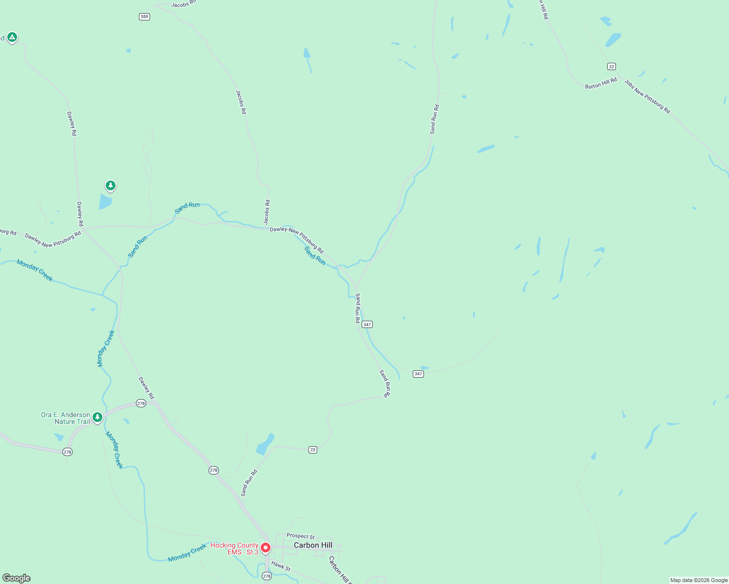 map of restaurants, bars, coffee shops, grocery stores, and more near 13699 Sand Run Road in Nelsonville
