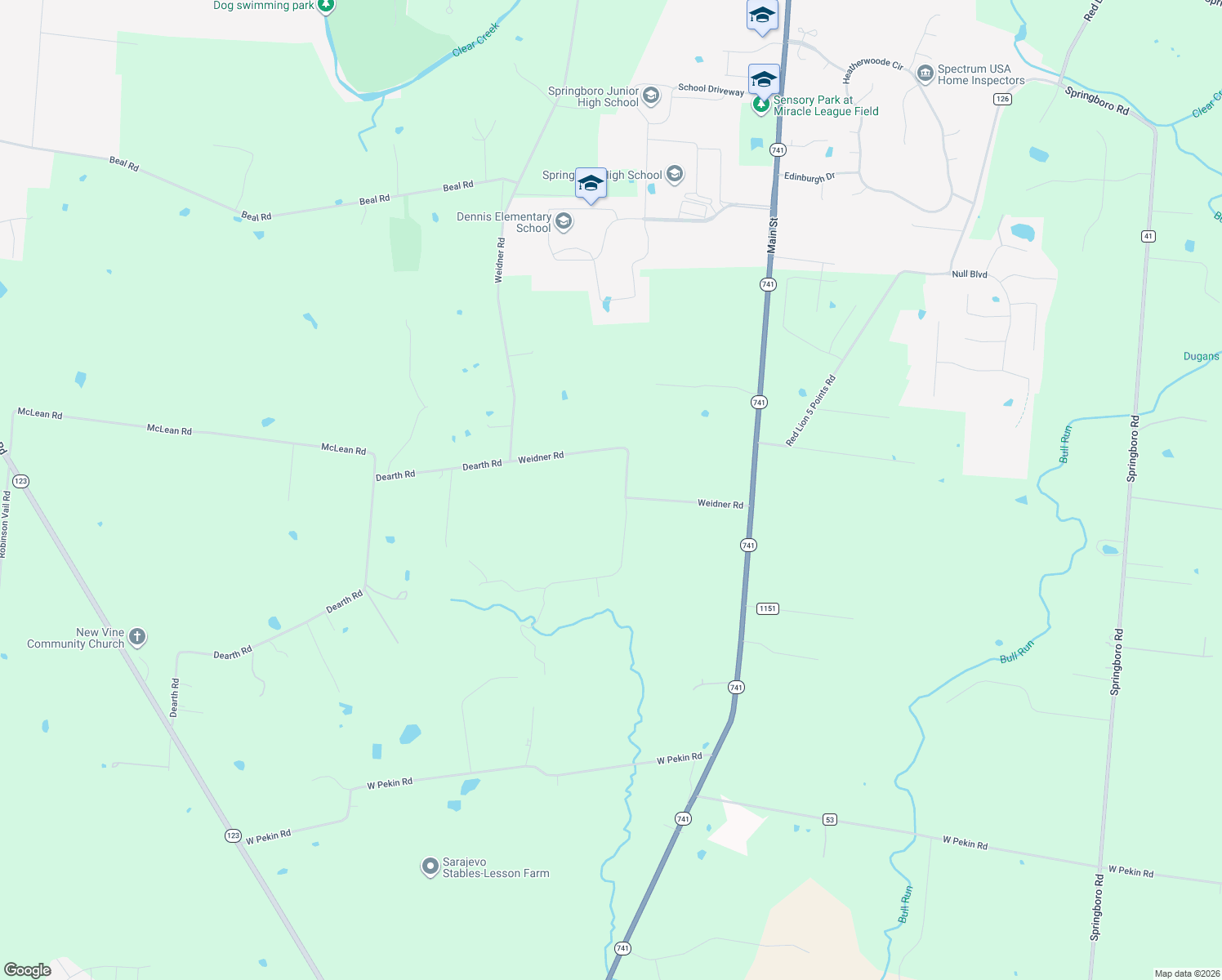 map of restaurants, bars, coffee shops, grocery stores, and more near 5291 Weidner Rd in Springboro