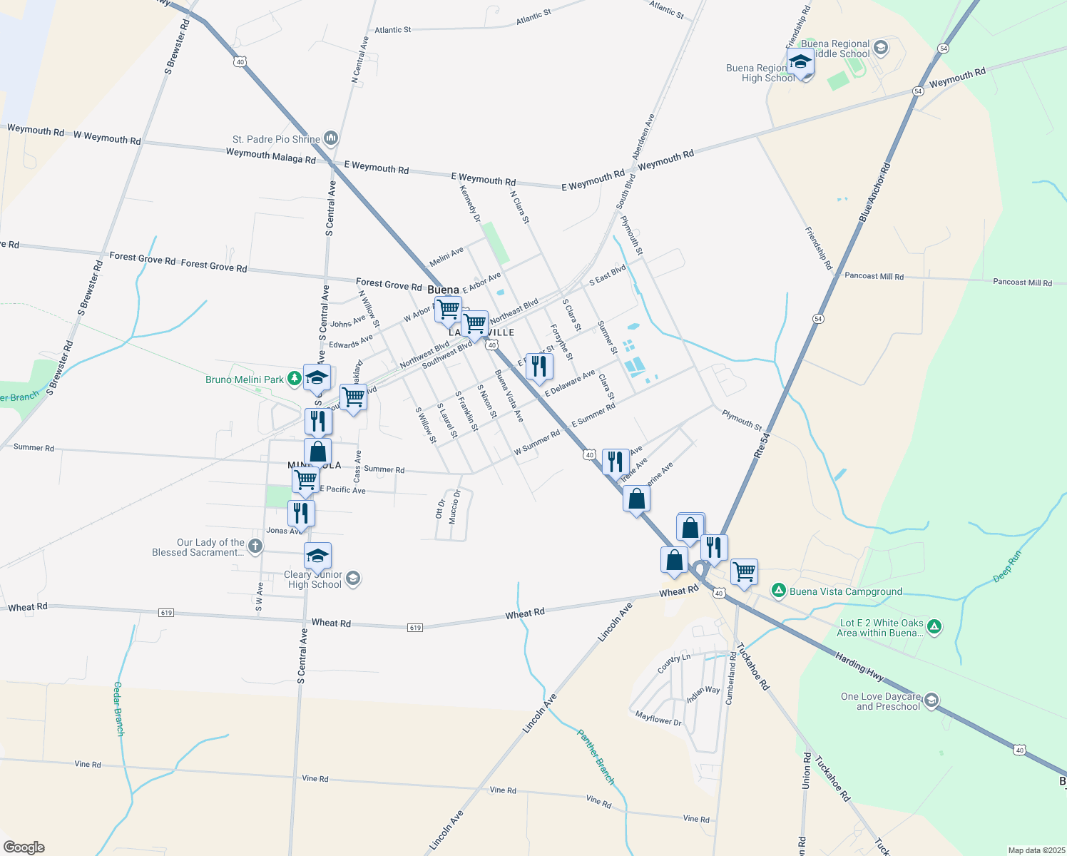map of restaurants, bars, coffee shops, grocery stores, and more near 313 Buena Vista Ave in Buena