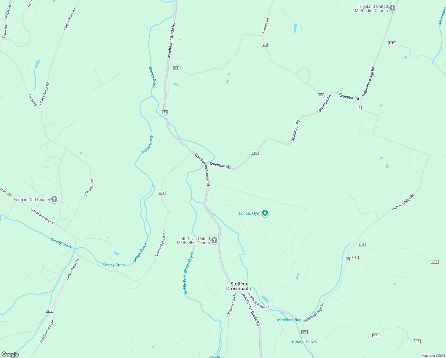 map of restaurants, bars, coffee shops, grocery stores, and more near 6201 Winchester Grade Road in Berkeley Springs