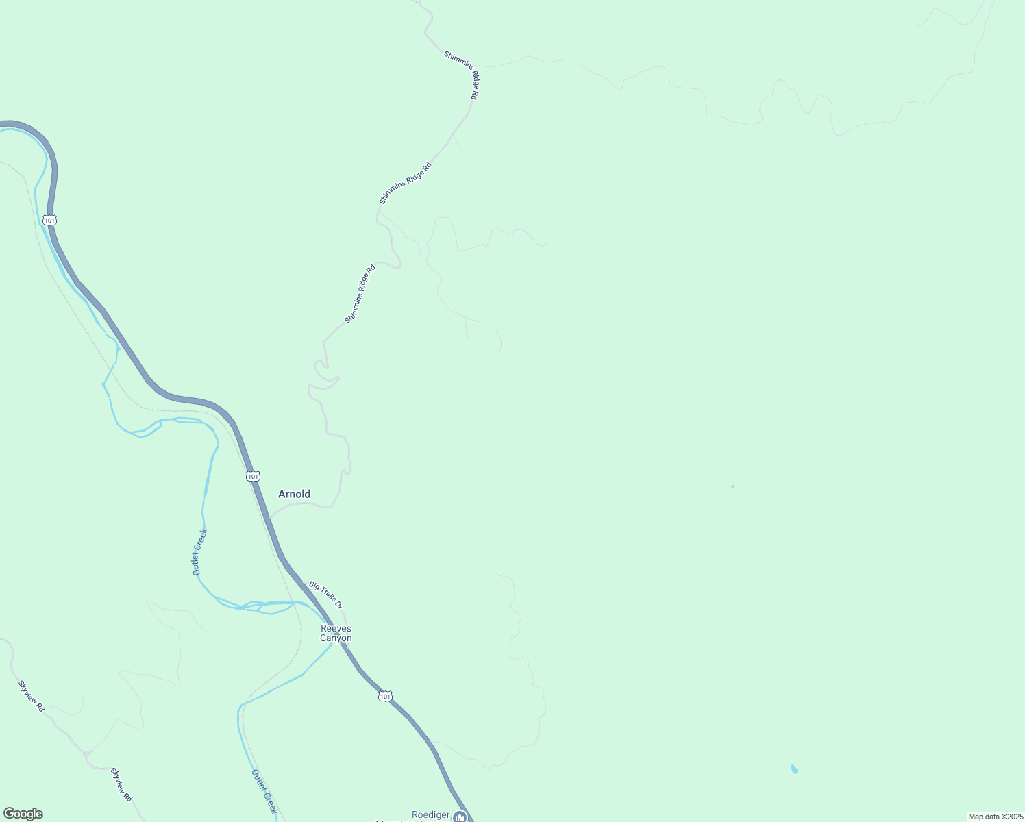 map of restaurants, bars, coffee shops, grocery stores, and more near 32120 Shimmins Ridge Road in Willits