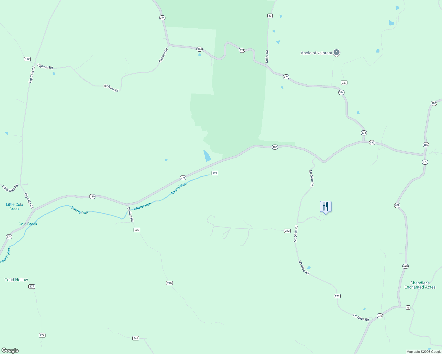 map of restaurants, bars, coffee shops, grocery stores, and more near 24138 Huffines Road in Rockbridge