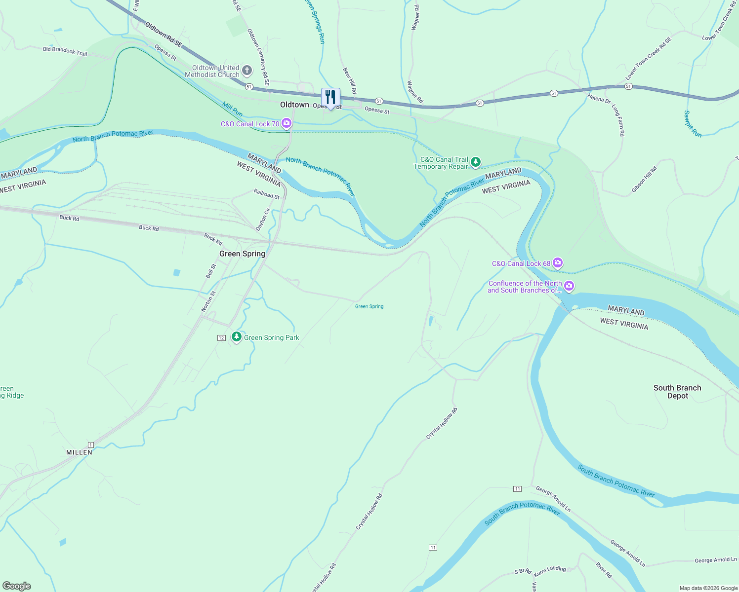 map of restaurants, bars, coffee shops, grocery stores, and more near 581 Arnold Stickley North Road in Green Spring