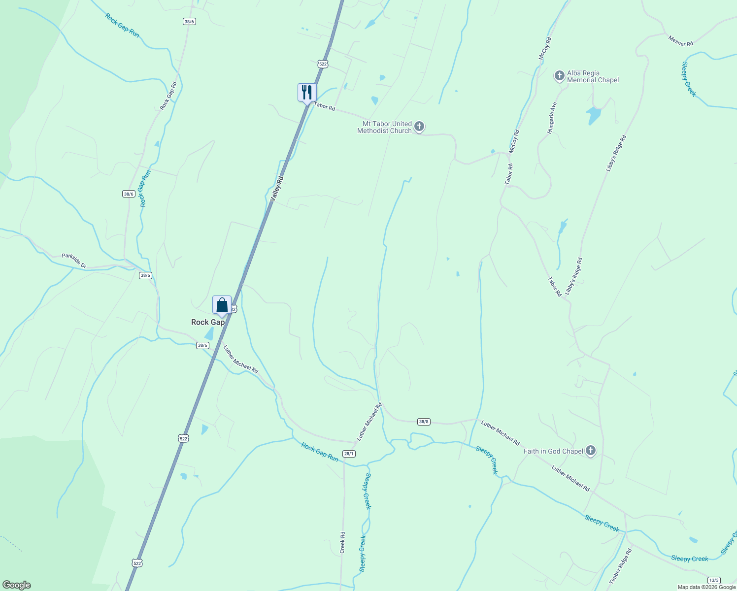map of restaurants, bars, coffee shops, grocery stores, and more near Hartman Road in Berkeley Springs