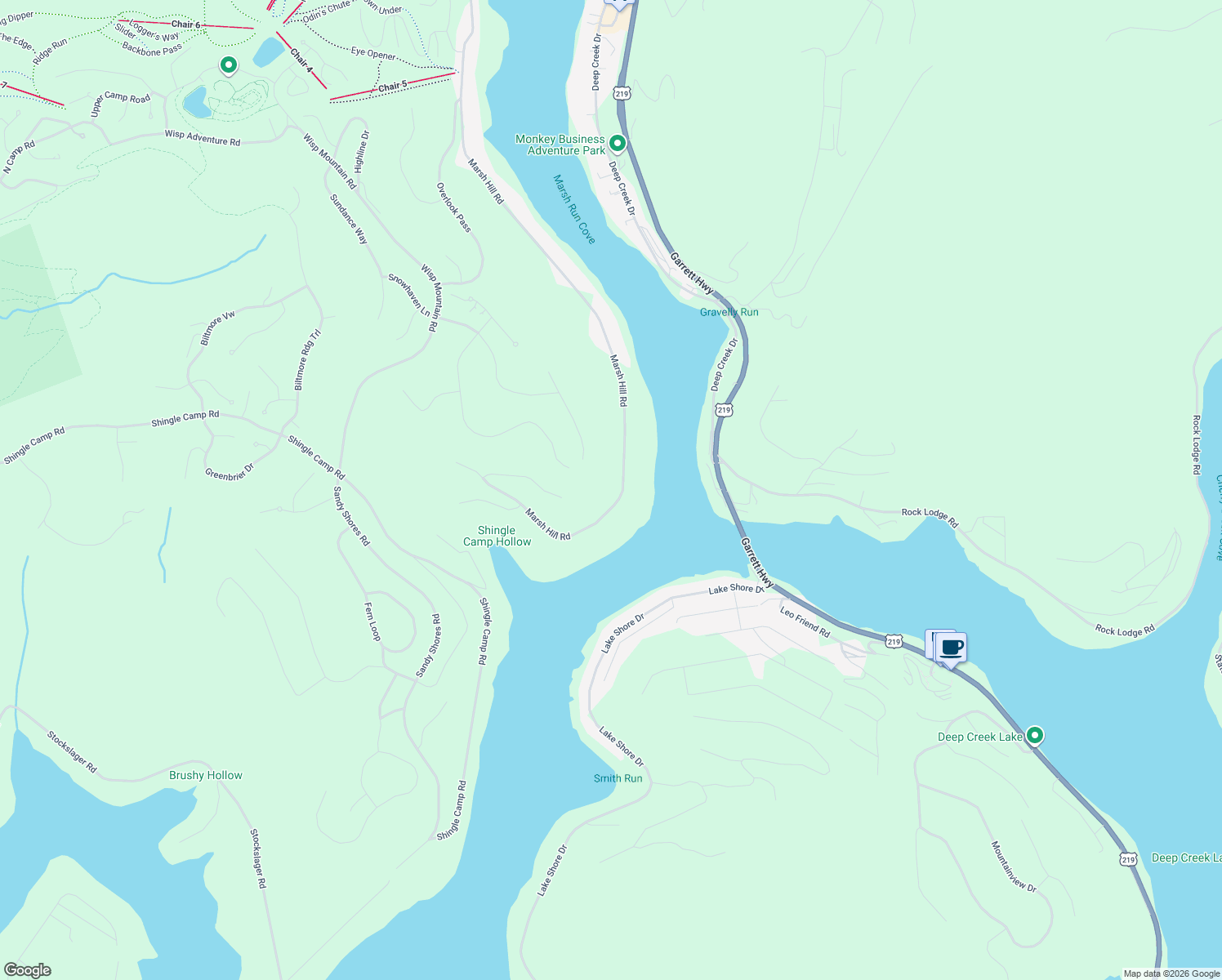 map of restaurants, bars, coffee shops, grocery stores, and more near 2396 Marsh Hill Road in McHenry