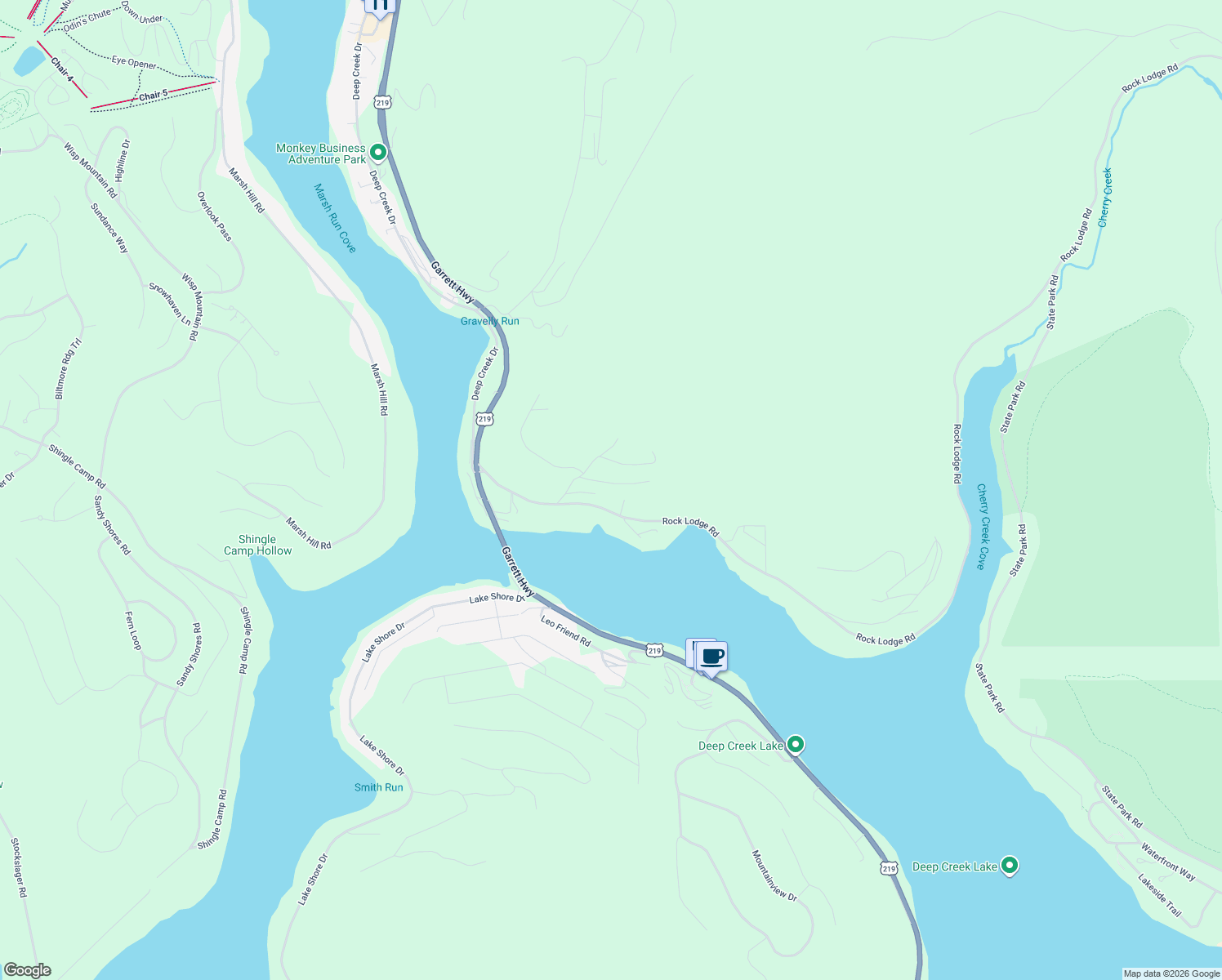 map of restaurants, bars, coffee shops, grocery stores, and more near 44 Jrs Drive in McHenry