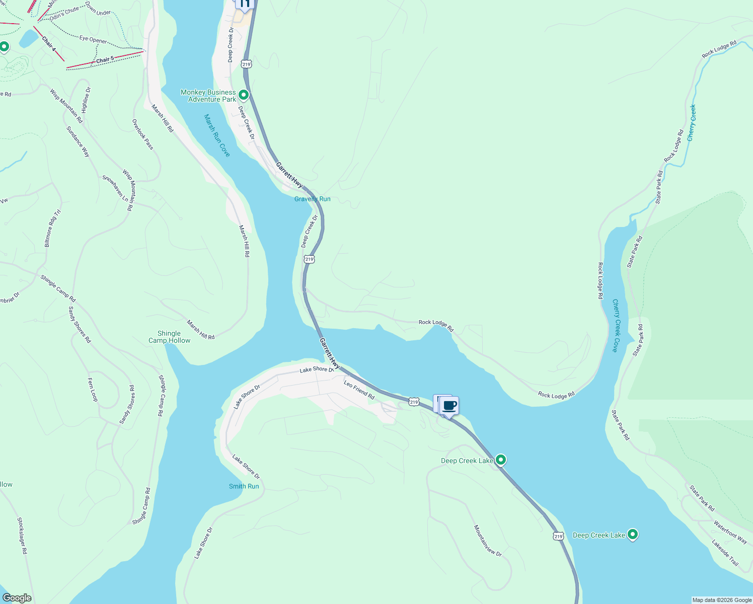 map of restaurants, bars, coffee shops, grocery stores, and more near 44 Jrs Drive in McHenry