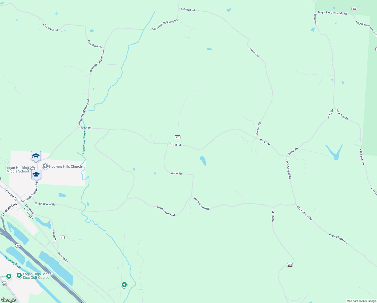map of restaurants, bars, coffee shops, grocery stores, and more near 36391 Scout Road in Logan