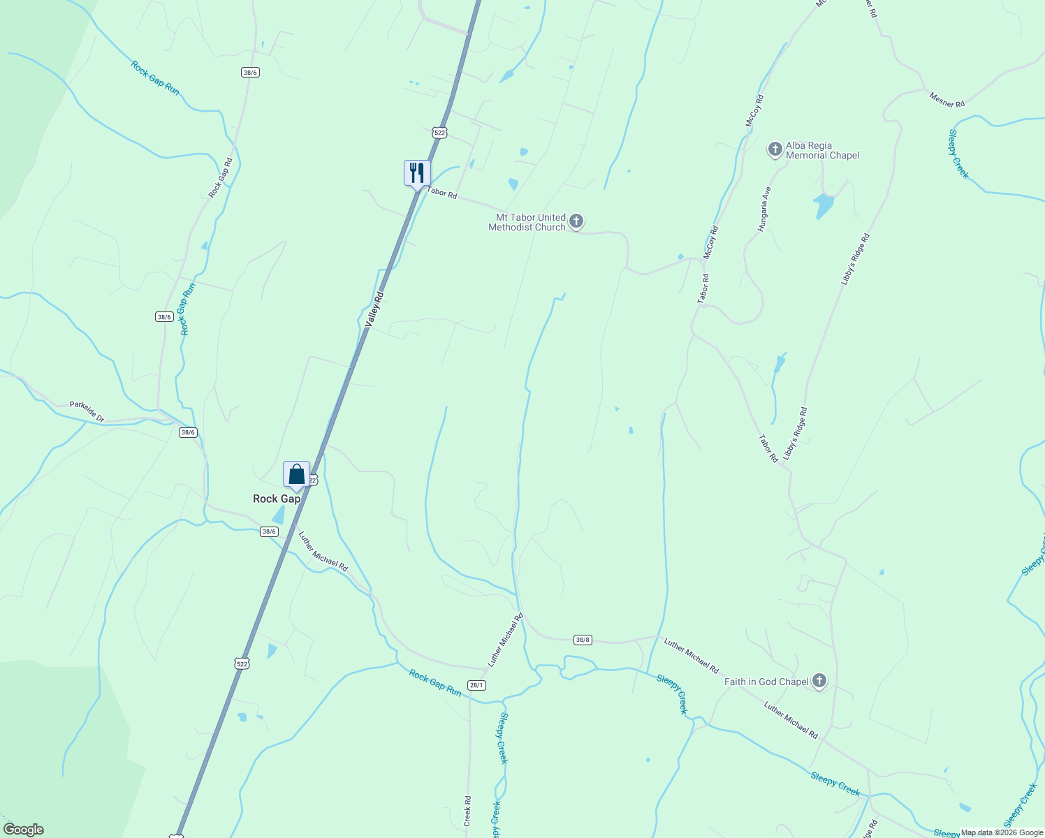 map of restaurants, bars, coffee shops, grocery stores, and more near Hartman Road in Berkeley Springs