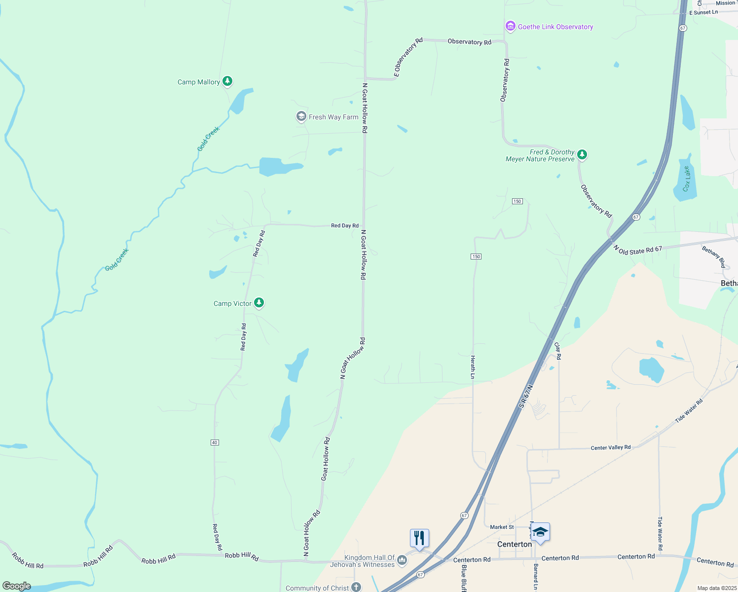 map of restaurants, bars, coffee shops, grocery stores, and more near 8453 North Goat Hollow Road in Mooresville
