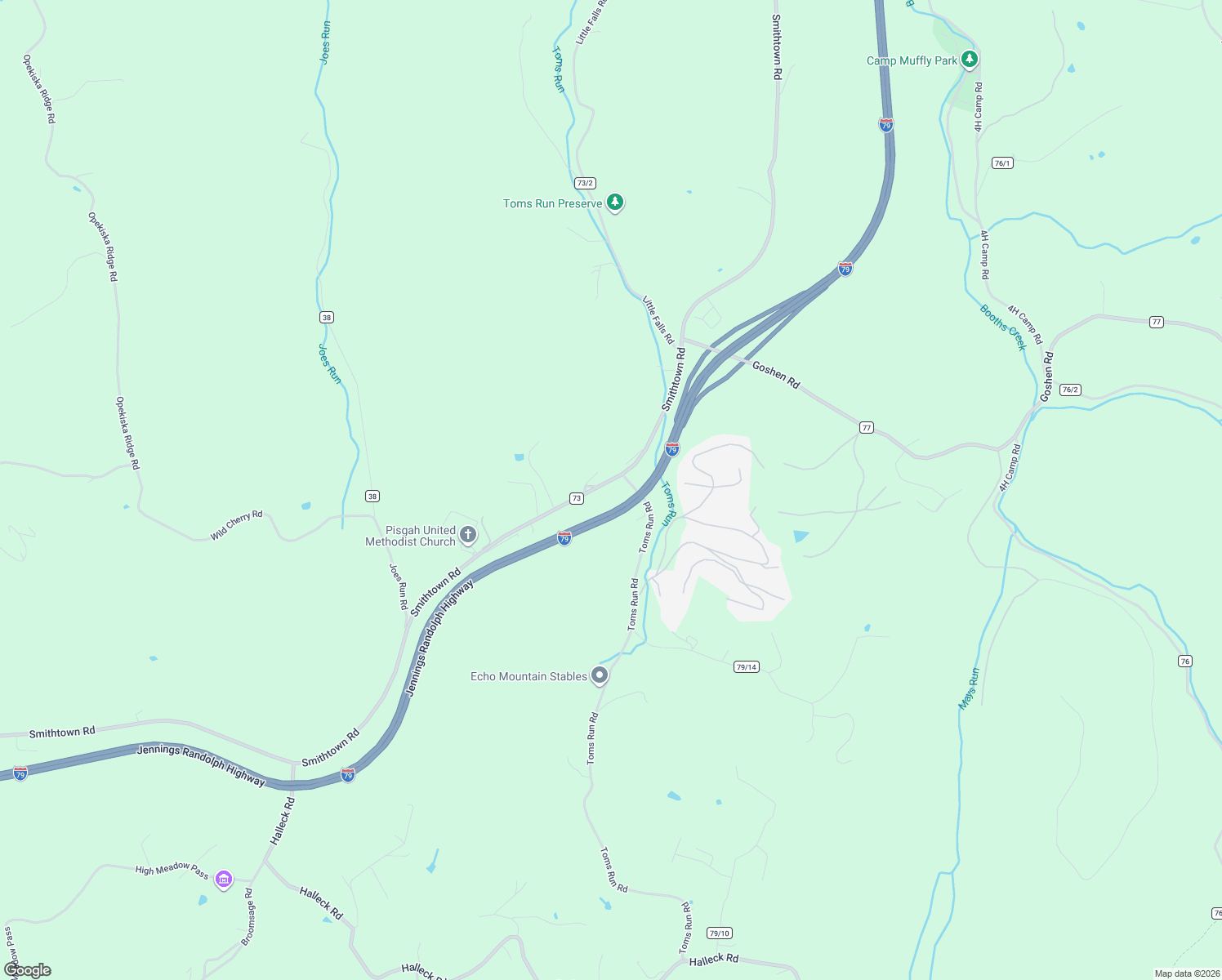 map of restaurants, bars, coffee shops, grocery stores, and more near 2556 Smithtown Road in Morgantown