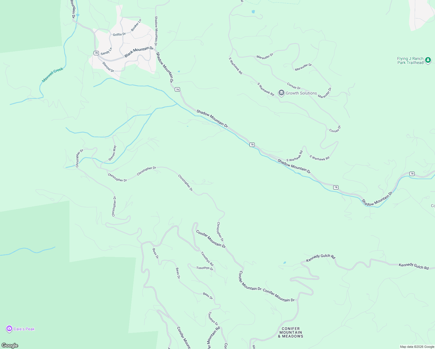 map of restaurants, bars, coffee shops, grocery stores, and more near 10228 Christopher Drive in Conifer