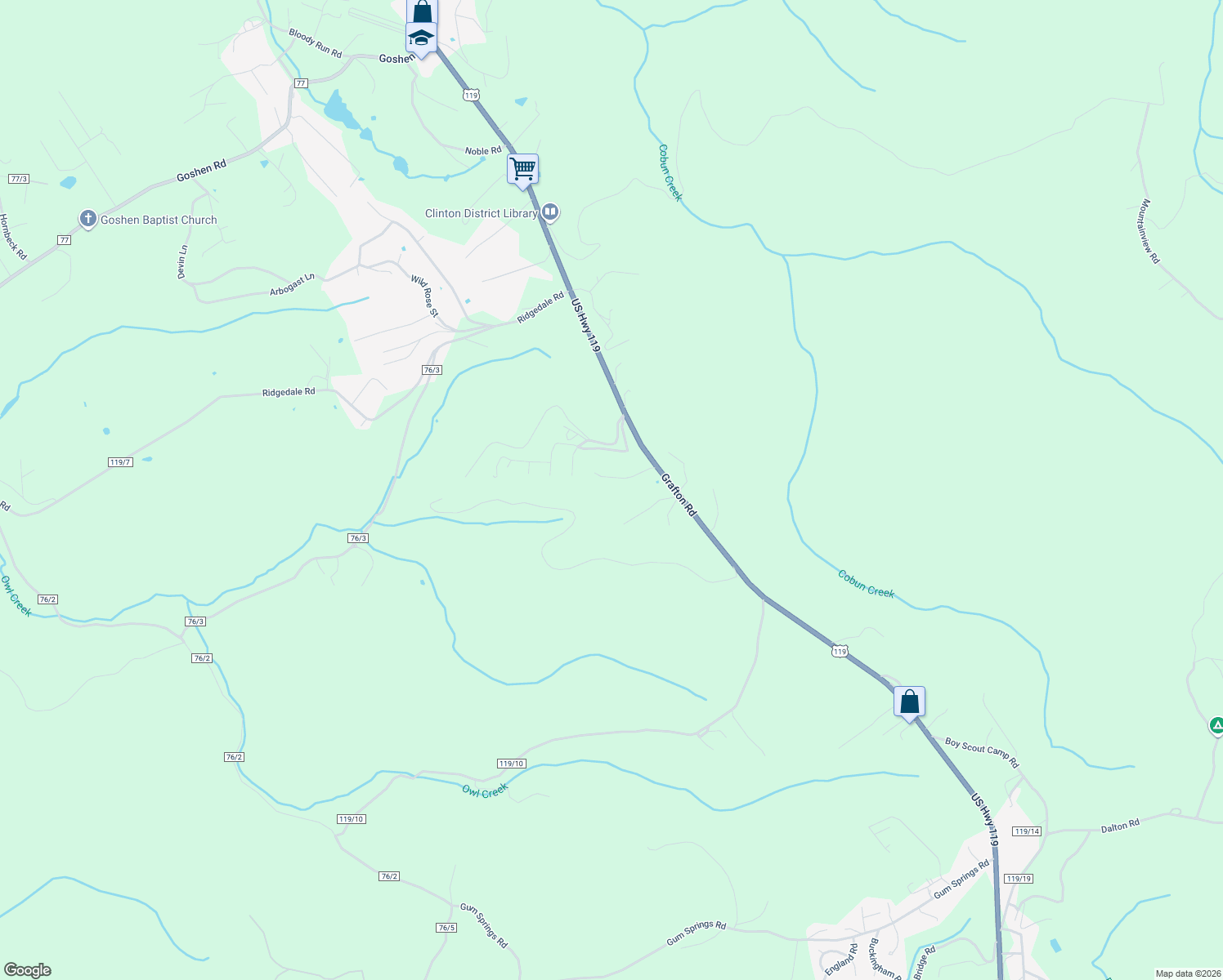 map of restaurants, bars, coffee shops, grocery stores, and more near 20 Chasewood Lane in Morgantown