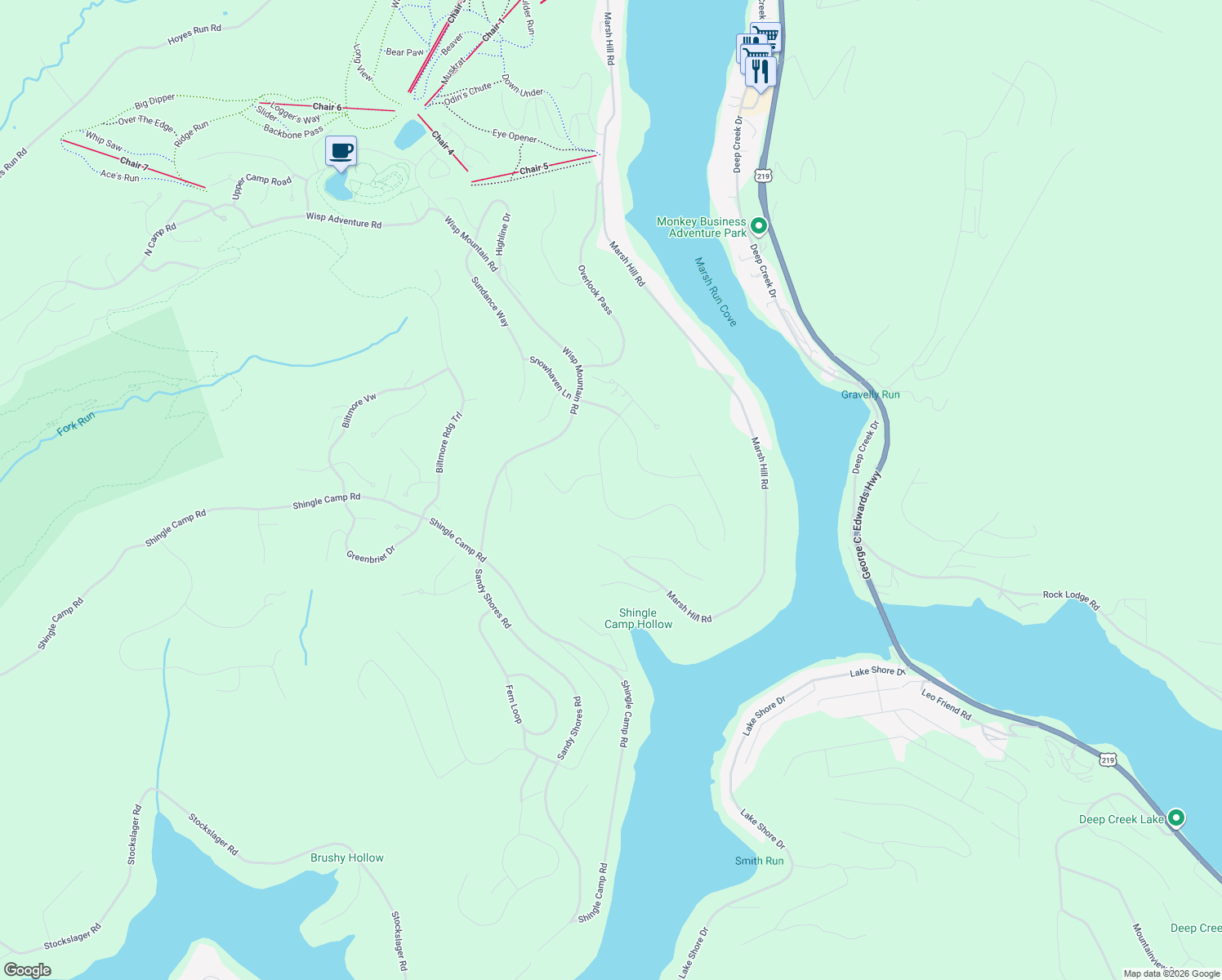 map of restaurants, bars, coffee shops, grocery stores, and more near 169 Mountaintop Road in McHenry