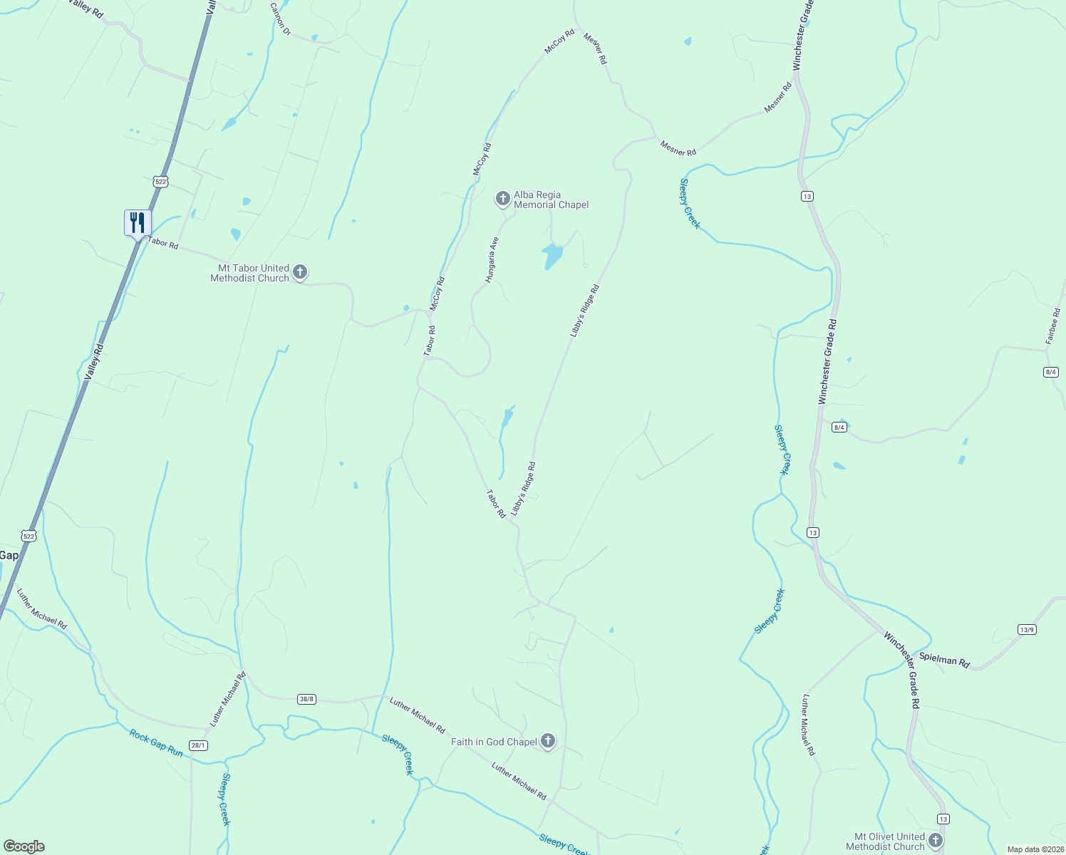 map of restaurants, bars, coffee shops, grocery stores, and more near 81 Orchard Road in Berkeley Springs
