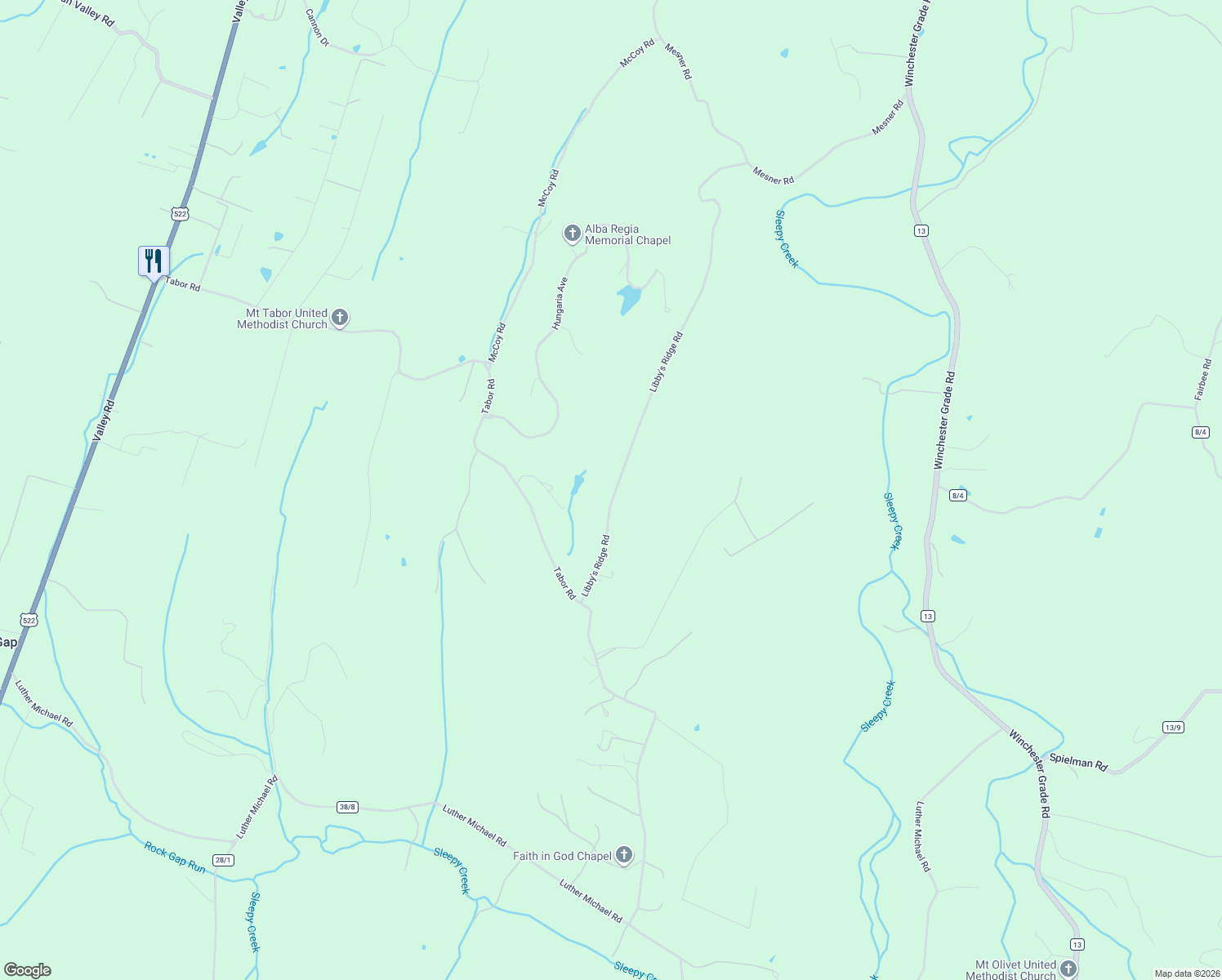 map of restaurants, bars, coffee shops, grocery stores, and more near 81 Orchard Road in Berkeley Springs