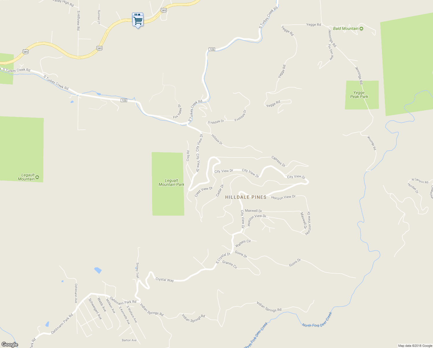 map of restaurants, bars, coffee shops, grocery stores, and more near 10046 Crest View Drive in Morrison