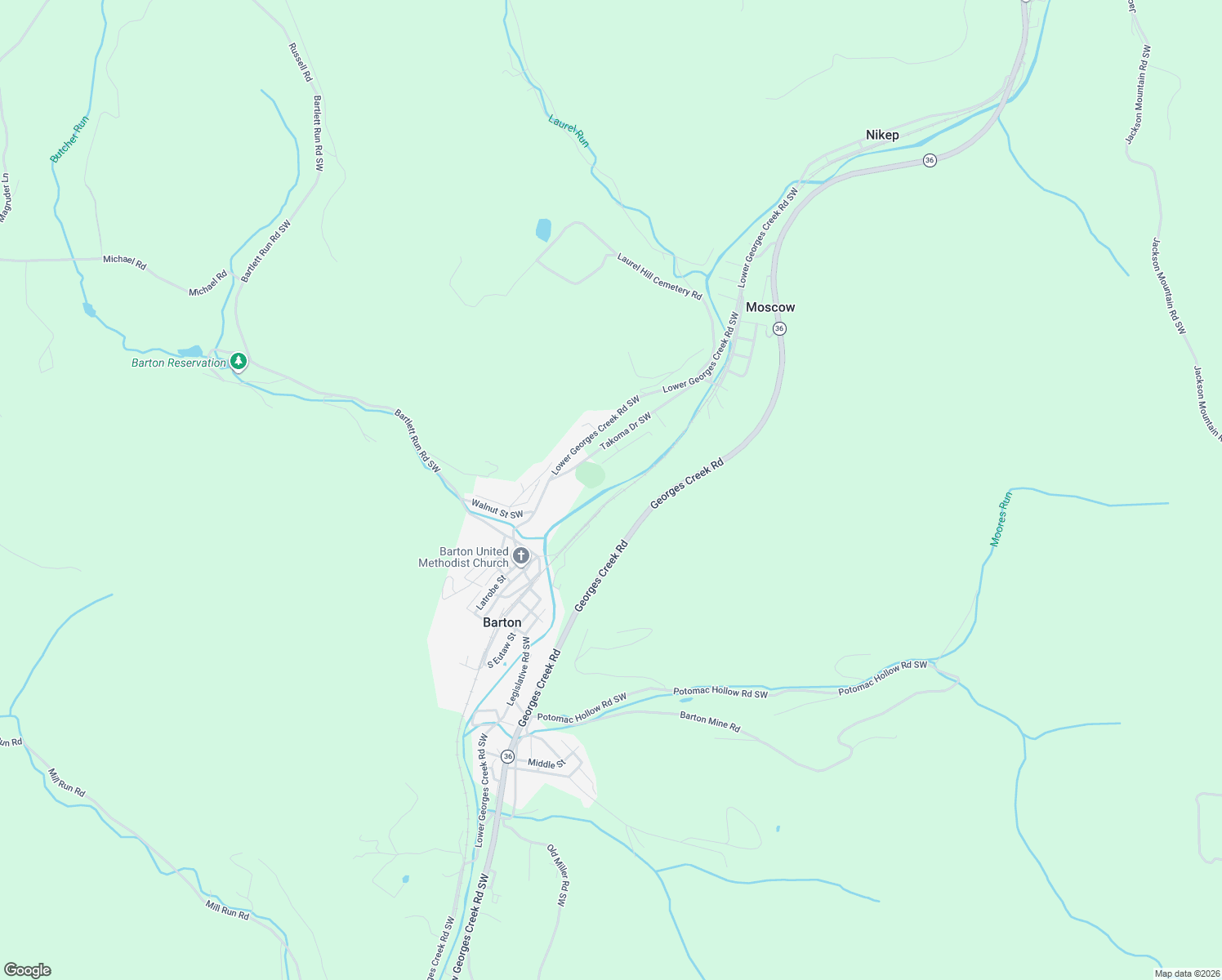 map of restaurants, bars, coffee shops, grocery stores, and more near 18719 Temperance Row in Barton